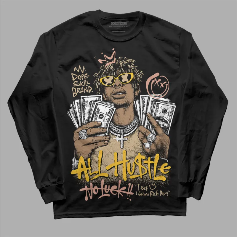 TAN 'All Hustle No Luck' DopeSkill Graphic Long Sleeve T-Shirt made by DopeSkill