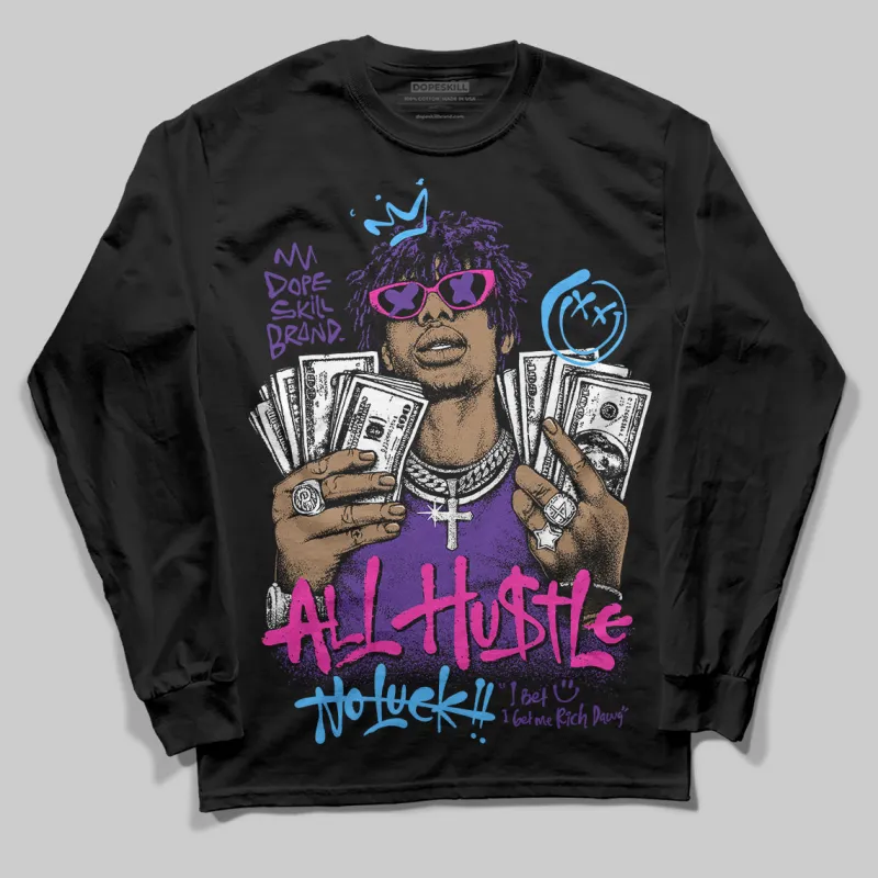 PURPLE 'All Hustle No Luck' DopeSkill Graphic Long Sleeve T-Shirt made by DopeSkill