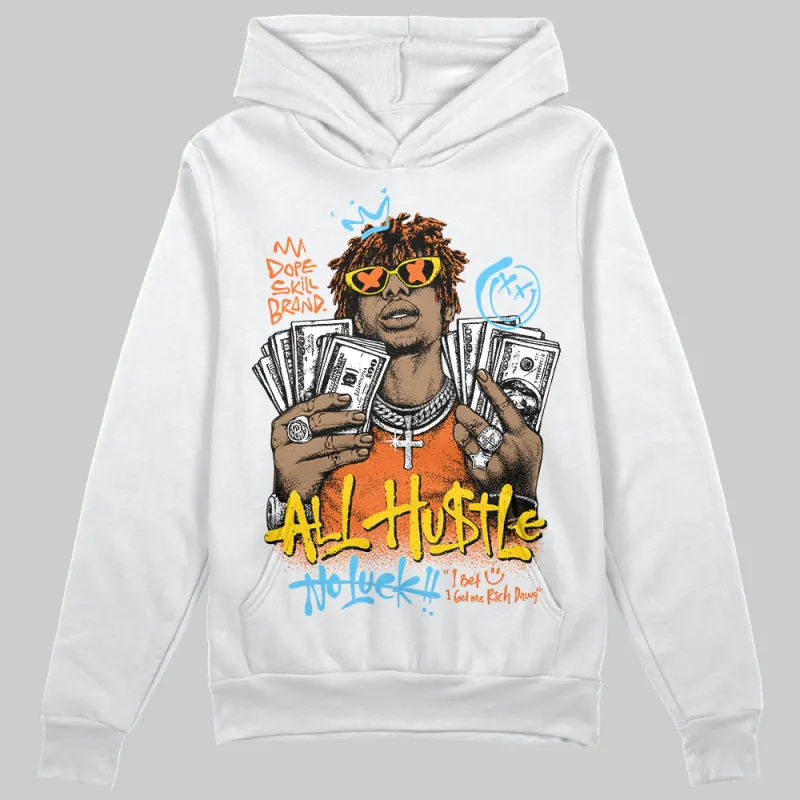 Orange 'All Hustle No Luck' DopeSkill Graphic Hoodie made by DopeSkill