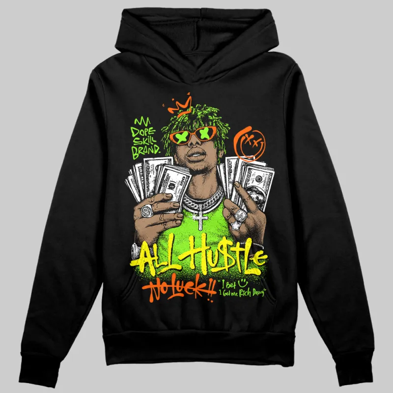 Neon Green 'All Hustle No Luck' DopeSkill Graphic Hoodie sold by DopeSkill