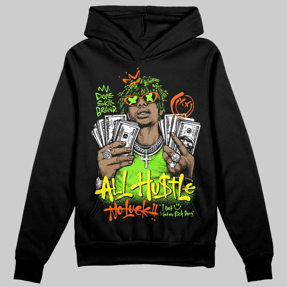 Neon Green 'All Hustle No Luck' DopeSkill Graphic Hoodie sold by DopeSkill