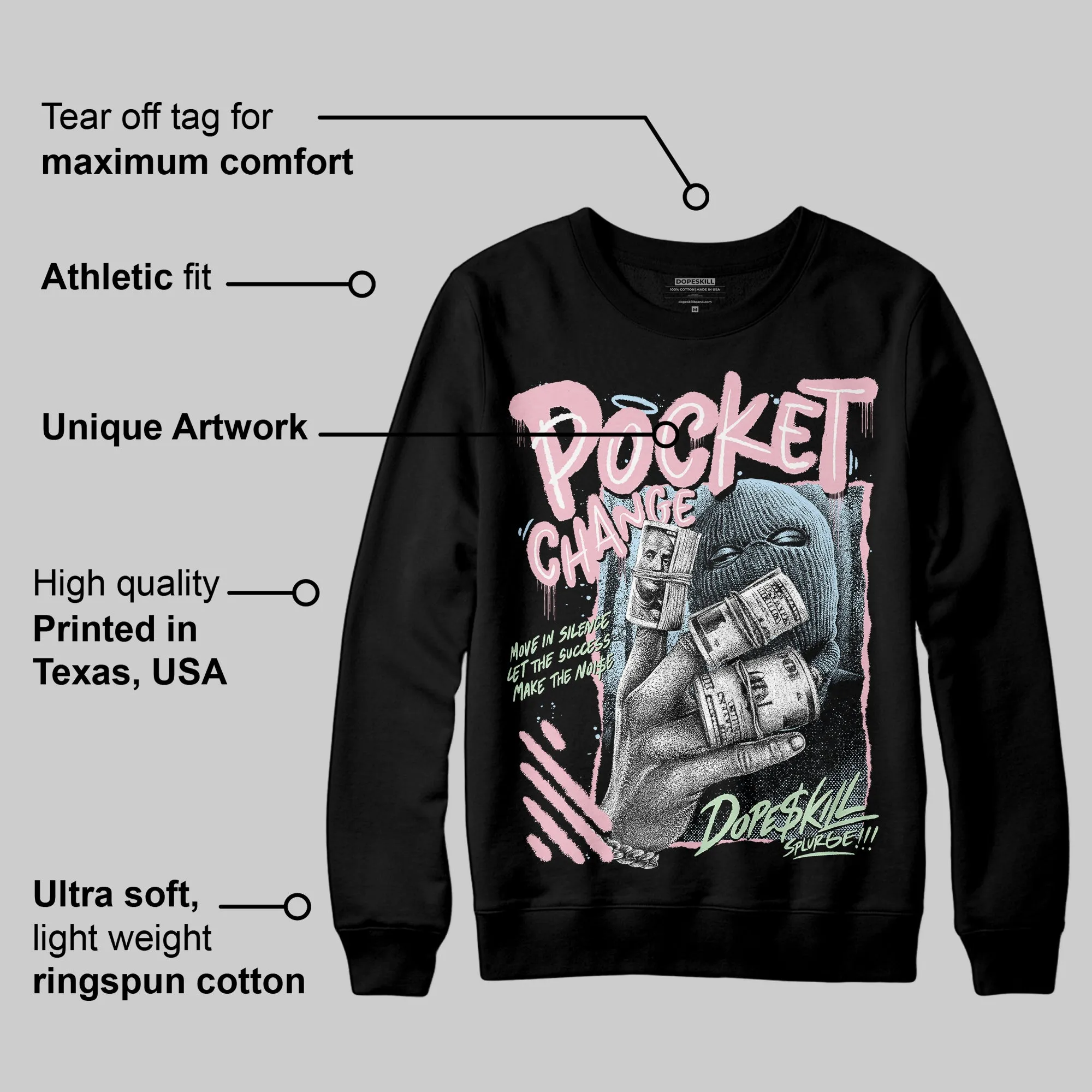 Medium Soft Pink 4s DopeSkill Sweatshirt Pocket Change Graphic sold by DopeSkill product image thumbnail 3