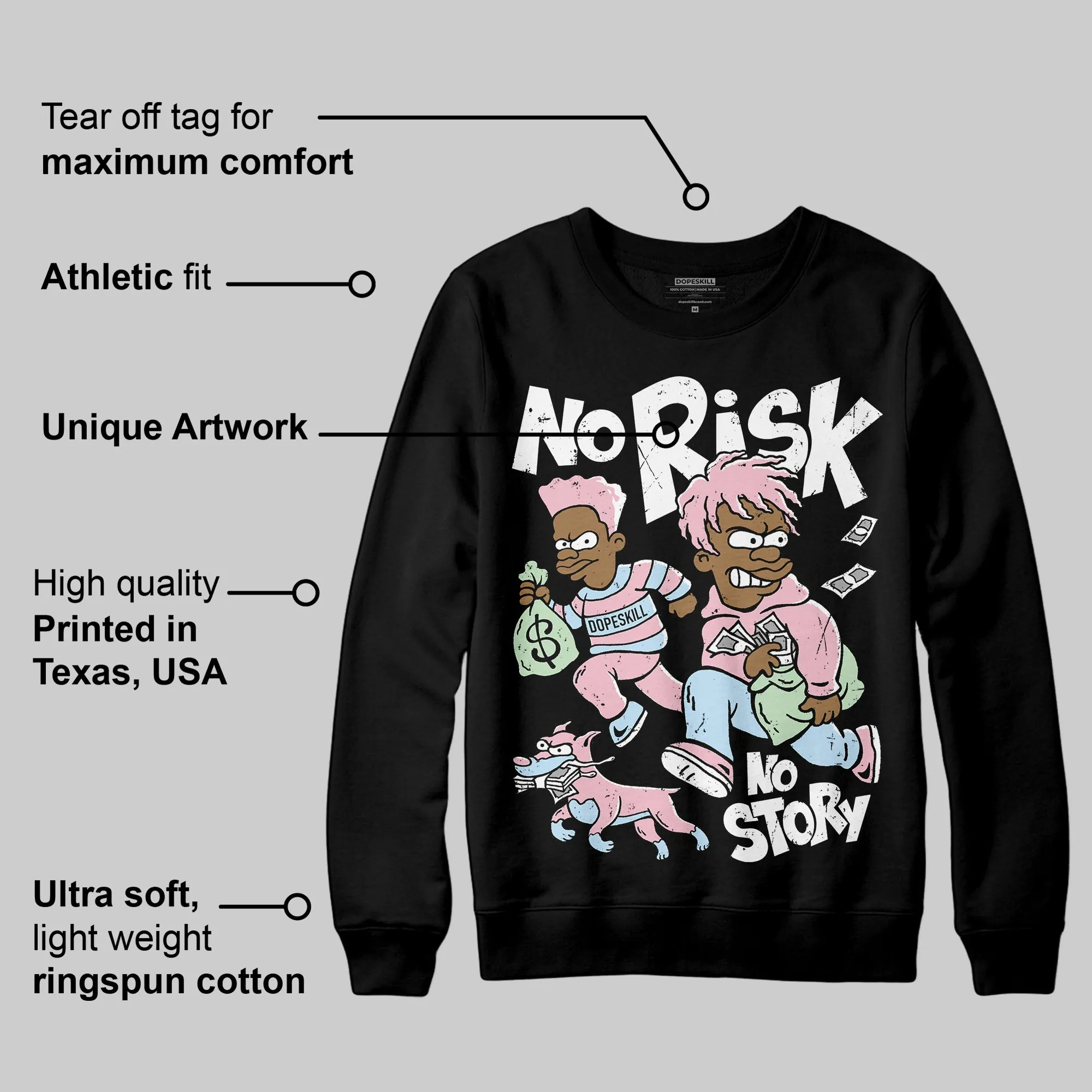 Medium Soft Pink 4s DopeSkill Sweatshirt No Risk No Story Graphic sold by DopeSkill product image thumbnail 3
