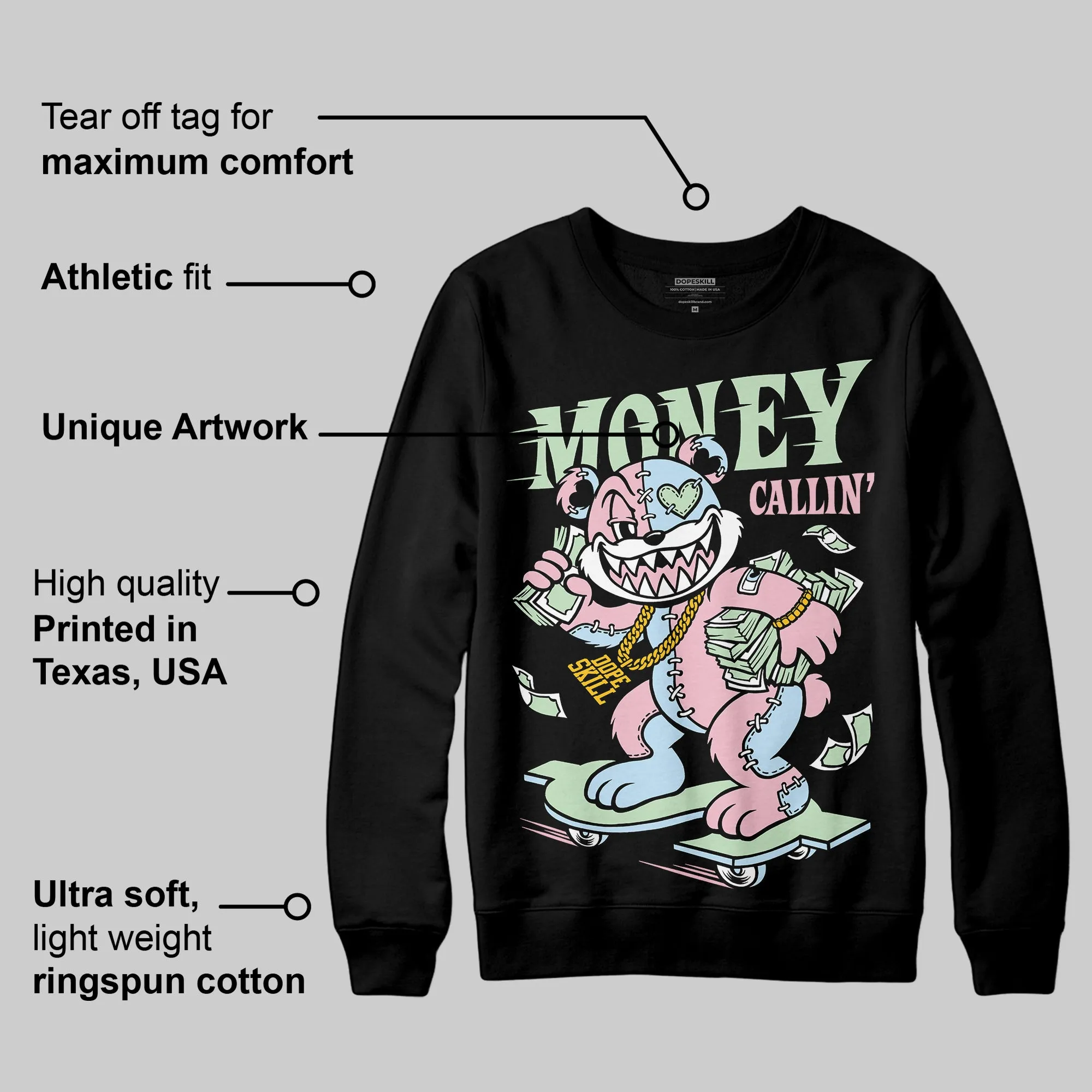 Medium Soft Pink 4s DopeSkill Sweatshirt Money Callin' Graphic sold by DopeSkill product image thumbnail 3