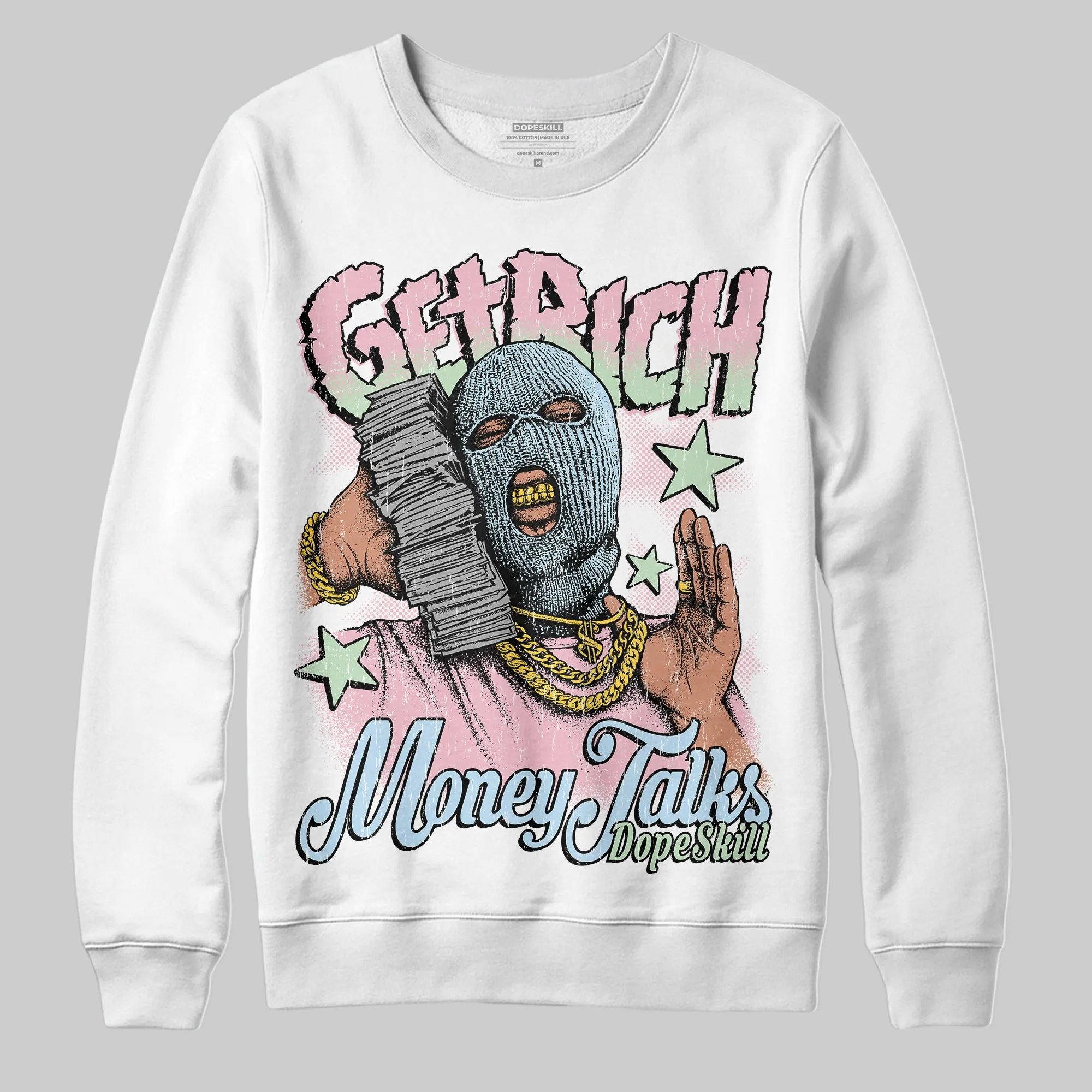 Medium Soft Pink 4s DopeSkill Sweatshirt Get Rich Graphic sold by DopeSkill product image thumbnail 2