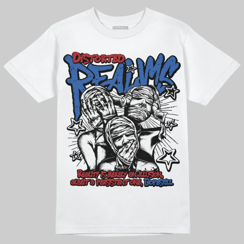 “Varsity Red/Sport Royal” 1s DopeSkill T-Shirt Distorted Realms Graphic sold by DopeSkill