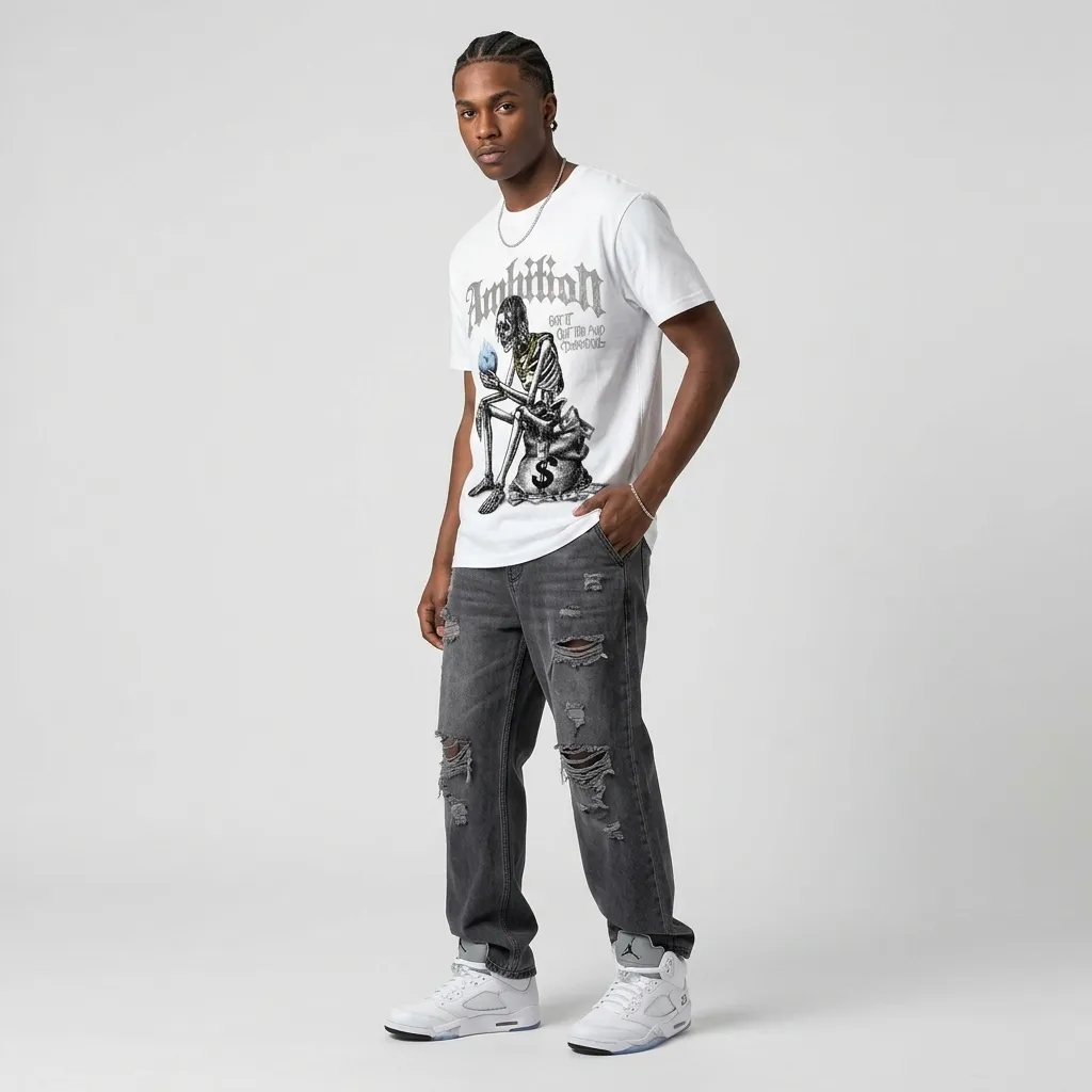 White Metallic 5s DopeSkill T-Shirt Ambition Graphic sold by DopeSkill product image thumbnail 3