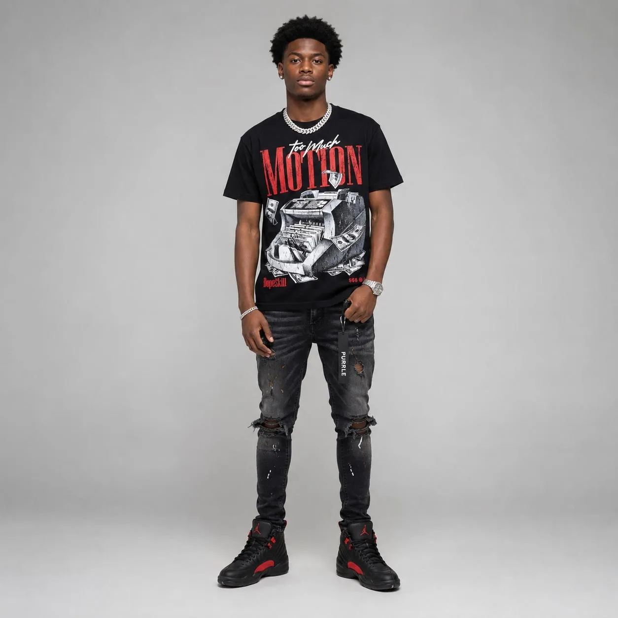 Bloodline 12s DopeSkill T-Shirt Too Much Motion Graphic sold by DopeSkill product image thumbnail 3