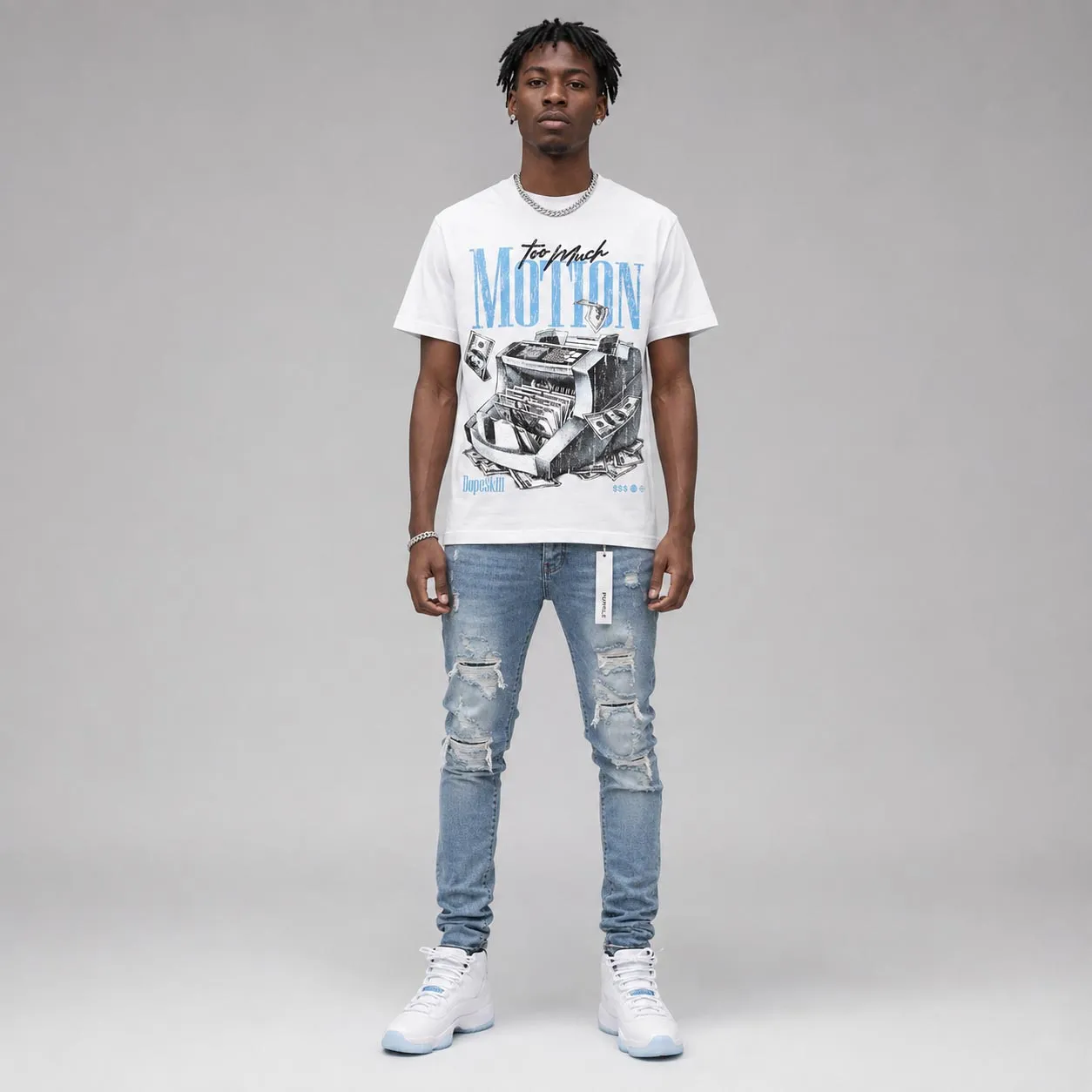 Legend Blue 11s DopeSkill T-Shirt Too Much Motion Graphic sold by DopeSkill product image thumbnail 3