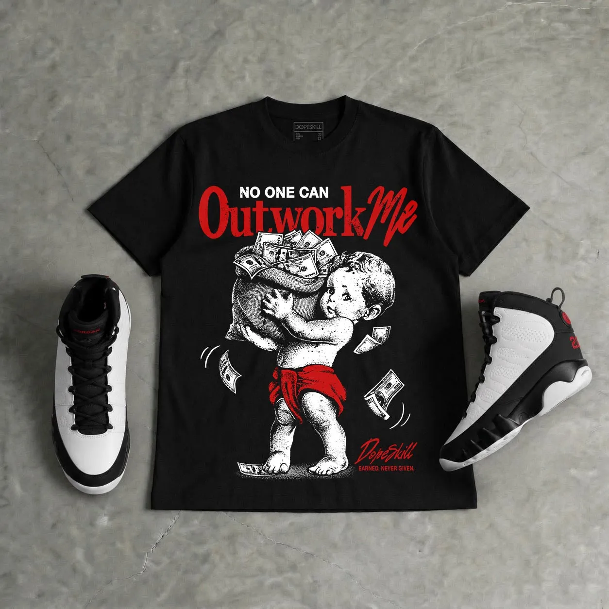 Space Jam 9s DopeSkill T-Shirt No One Can Outwork Me Graphic sold by DopeSkill product image thumbnail 5