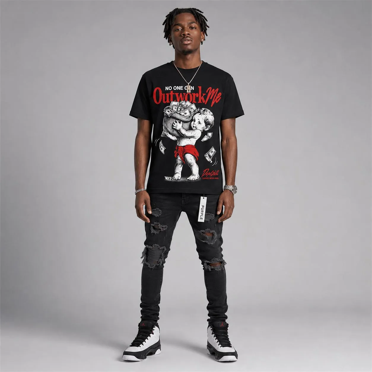 Space Jam 9s DopeSkill T-Shirt No One Can Outwork Me Graphic sold by DopeSkill product image thumbnail 3