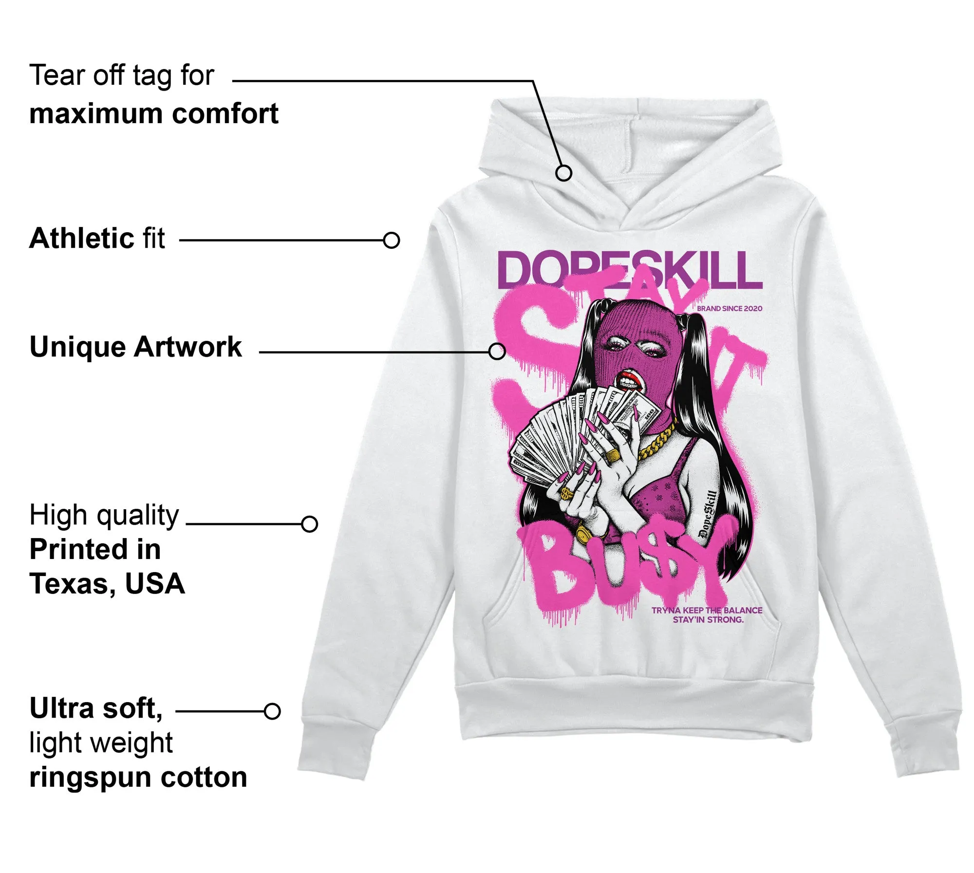 Hyper Violet 4s DopeSkill Hoodie Sweatshirt Stay It Busy Graphic sold by DopeSkill product image thumbnail 3