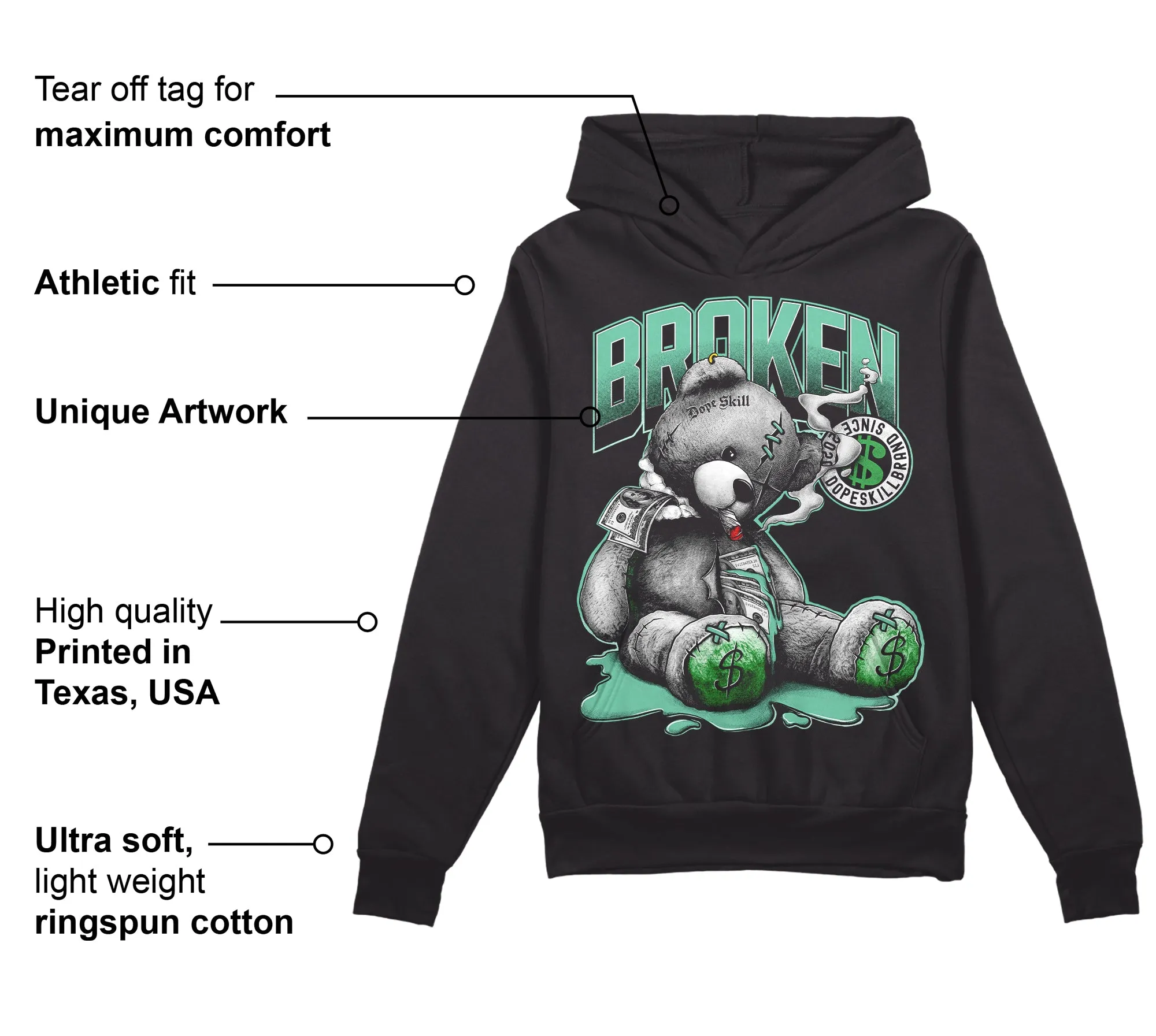 Green Glow 1s DopeSkill Hoodie Sweatshirt Sick Bear Graphic sold by DopeSkill product image thumbnail 3