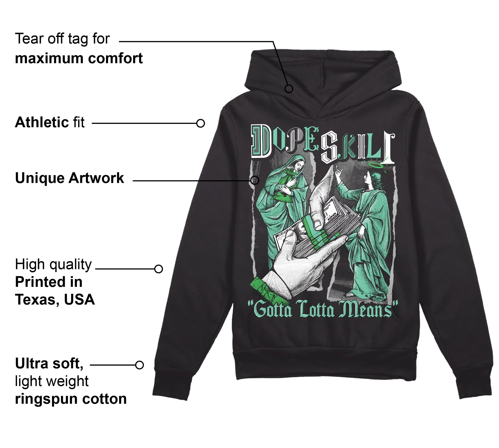 Green Glow 1s DopeSkill Hoodie Sweatshirt Gotta Lotta Means Graphic sold by DopeSkill product image thumbnail 3