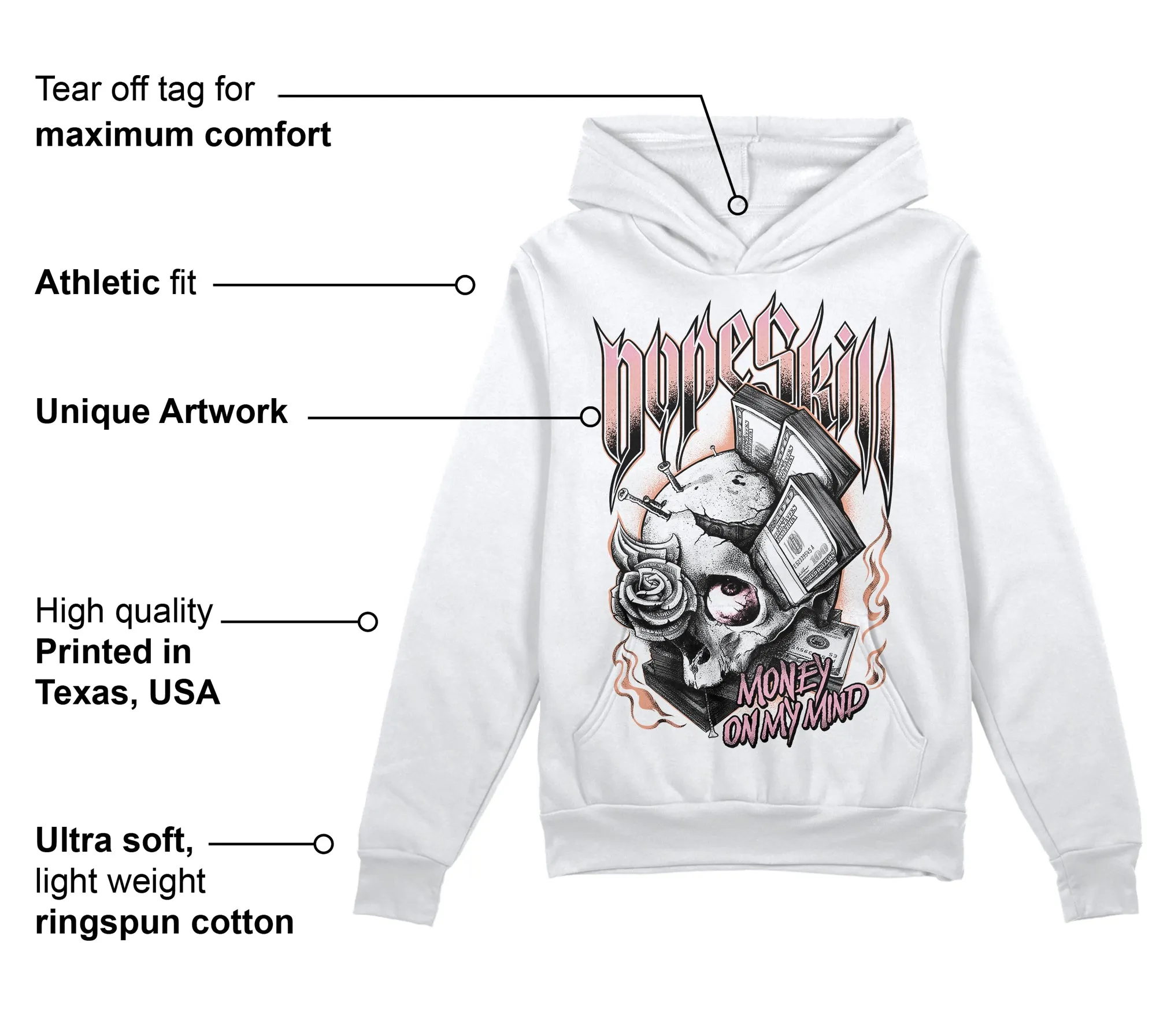 Legend Pink 11s DopeSkill Hoodie Sweatshirt Money On My Mind Graphic sold by DopeSkill product image thumbnail 3