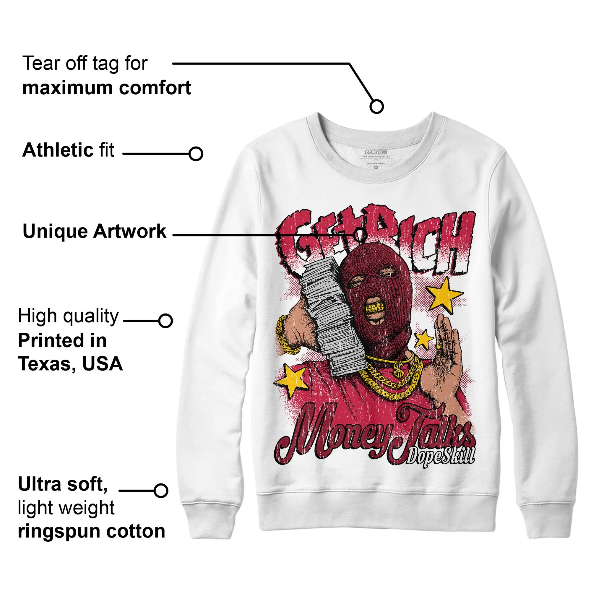 85 Metallic Burgundy 1s DopeSkill Sweatshirt Get Rich Graphic sold by DopeSkill product image thumbnail 3