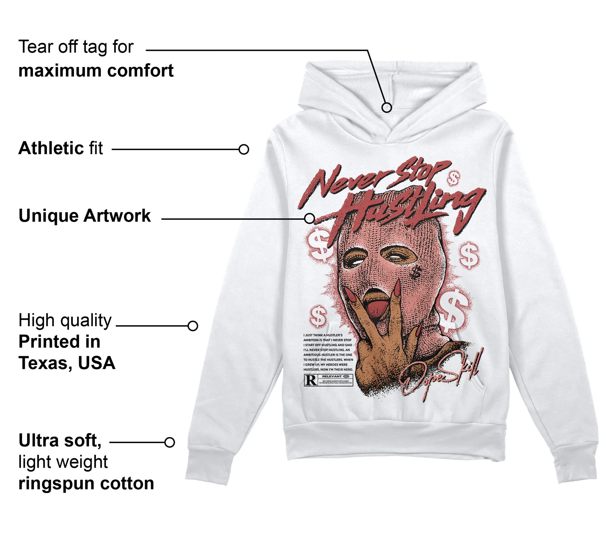 Dune Red 13s DopeSkill Hoodie Sweatshirt Never Stop Hustling Graphic sold by DopeSkill product image thumbnail 3