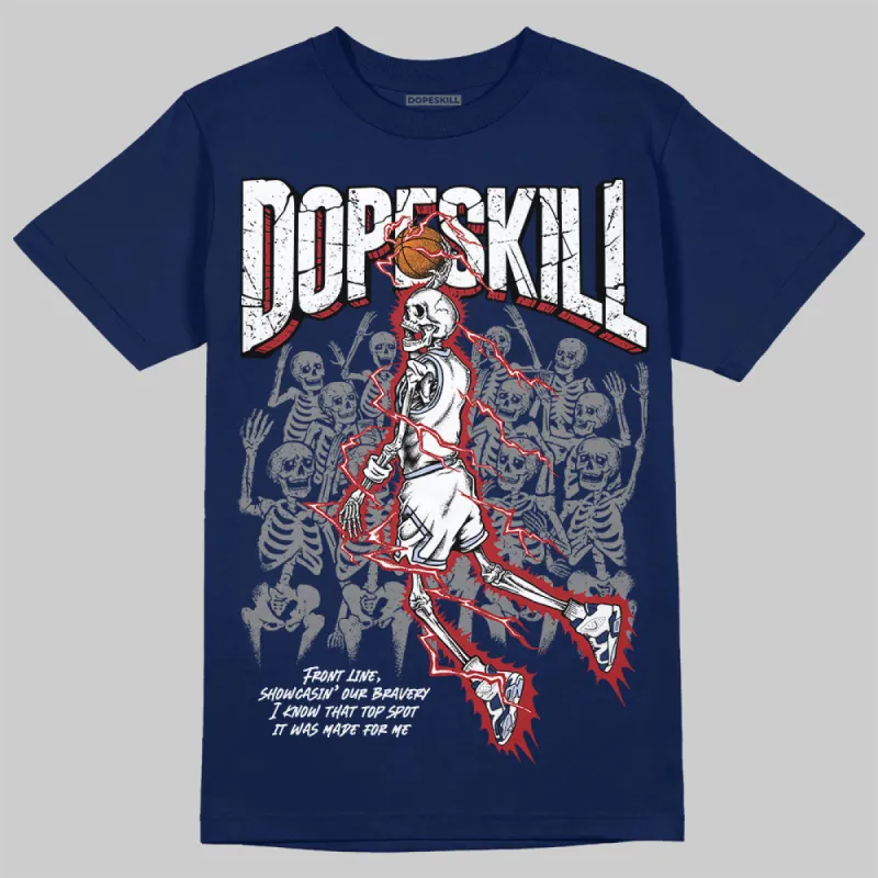 White and Midnight Navy 6s DopeSkill Navy T-shirt Thunder Dunk Graphic sold by DopeSkill