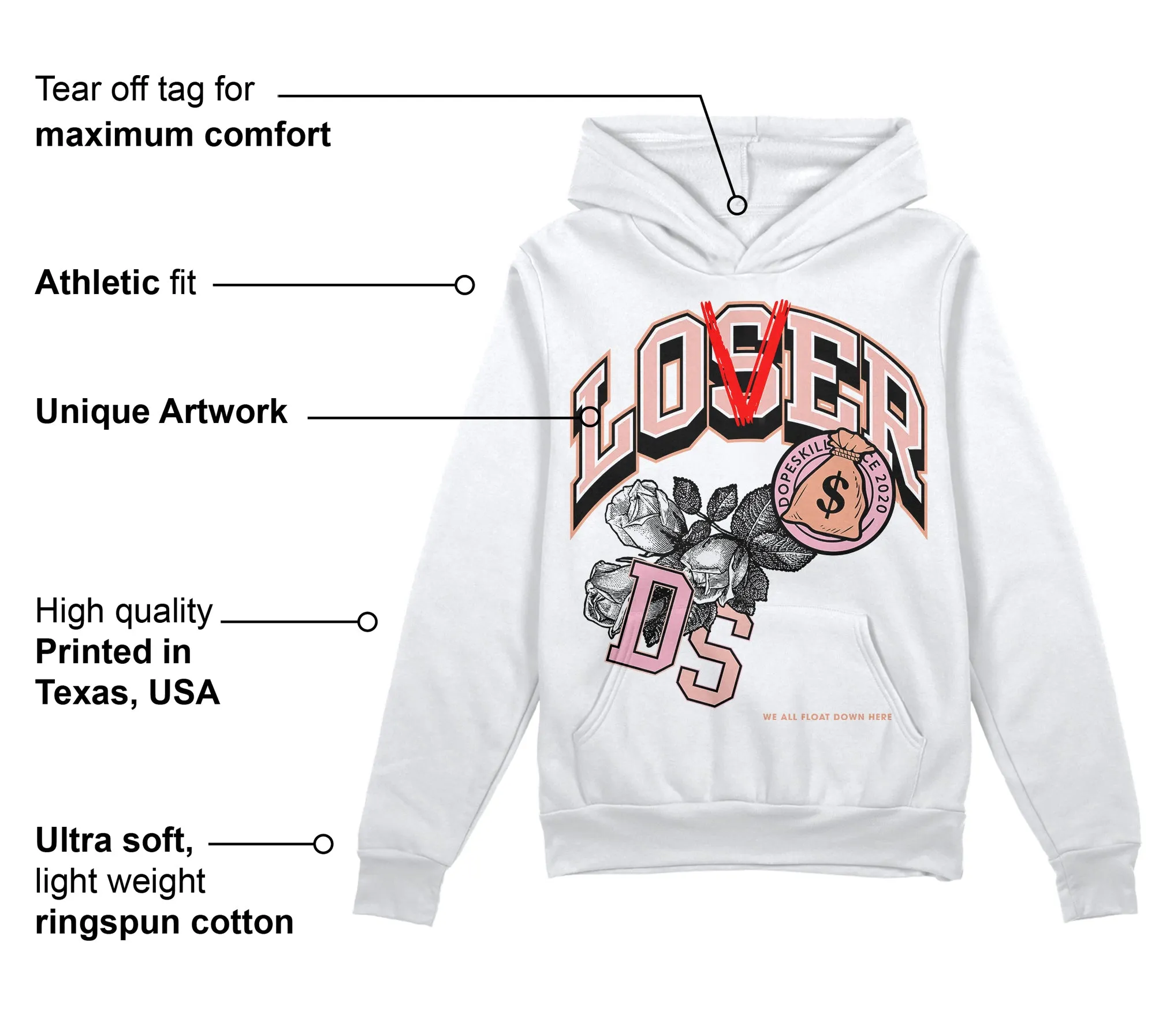 Legend Pink 11s DopeSkill Hoodie Sweatshirt Loser Lover Graphic sold by DopeSkill product image thumbnail 3