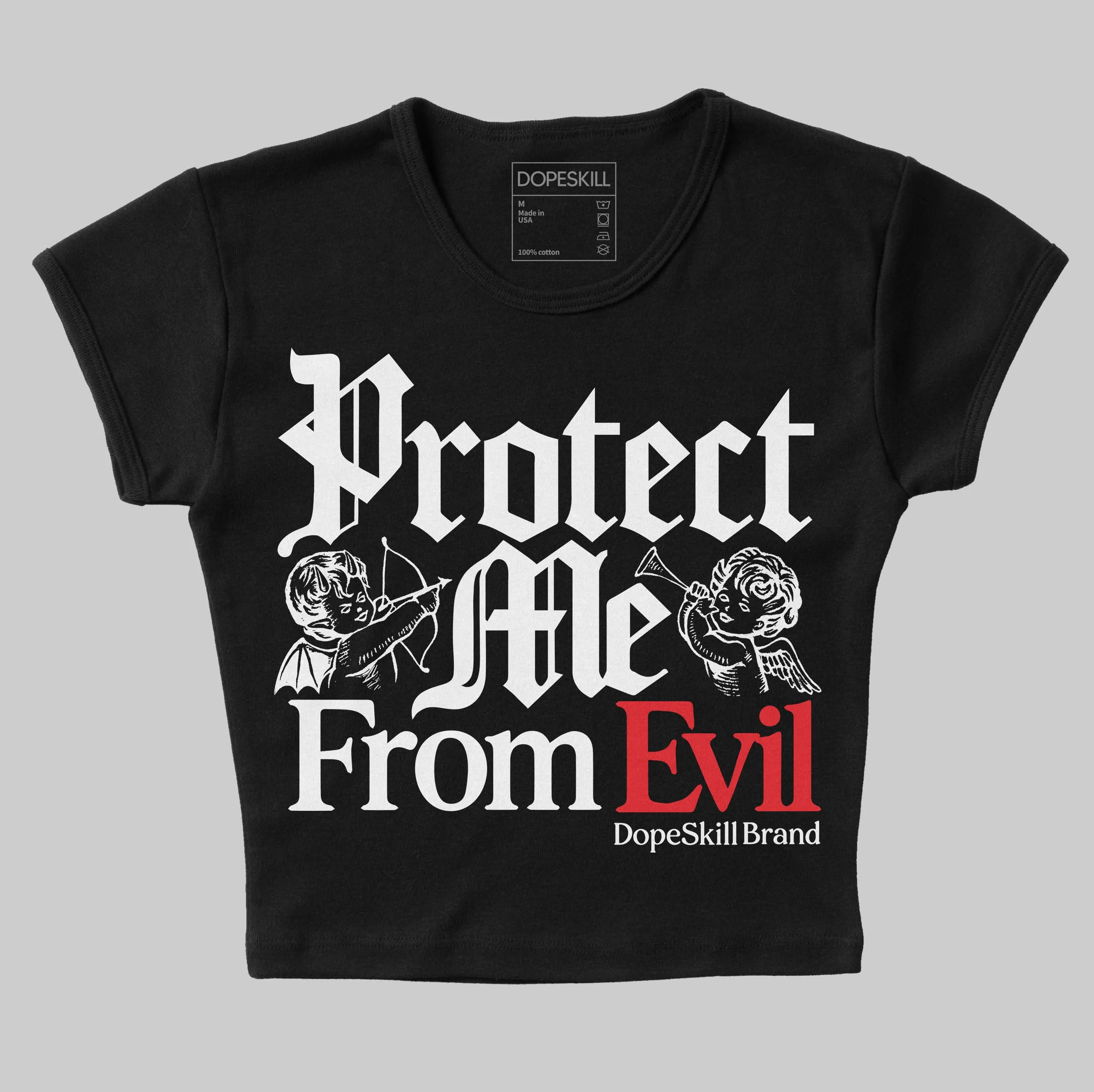 White Thunder 4s DopeSkill Women's Crop Top Protect Me From Evil Graphic sold by DopeSkill