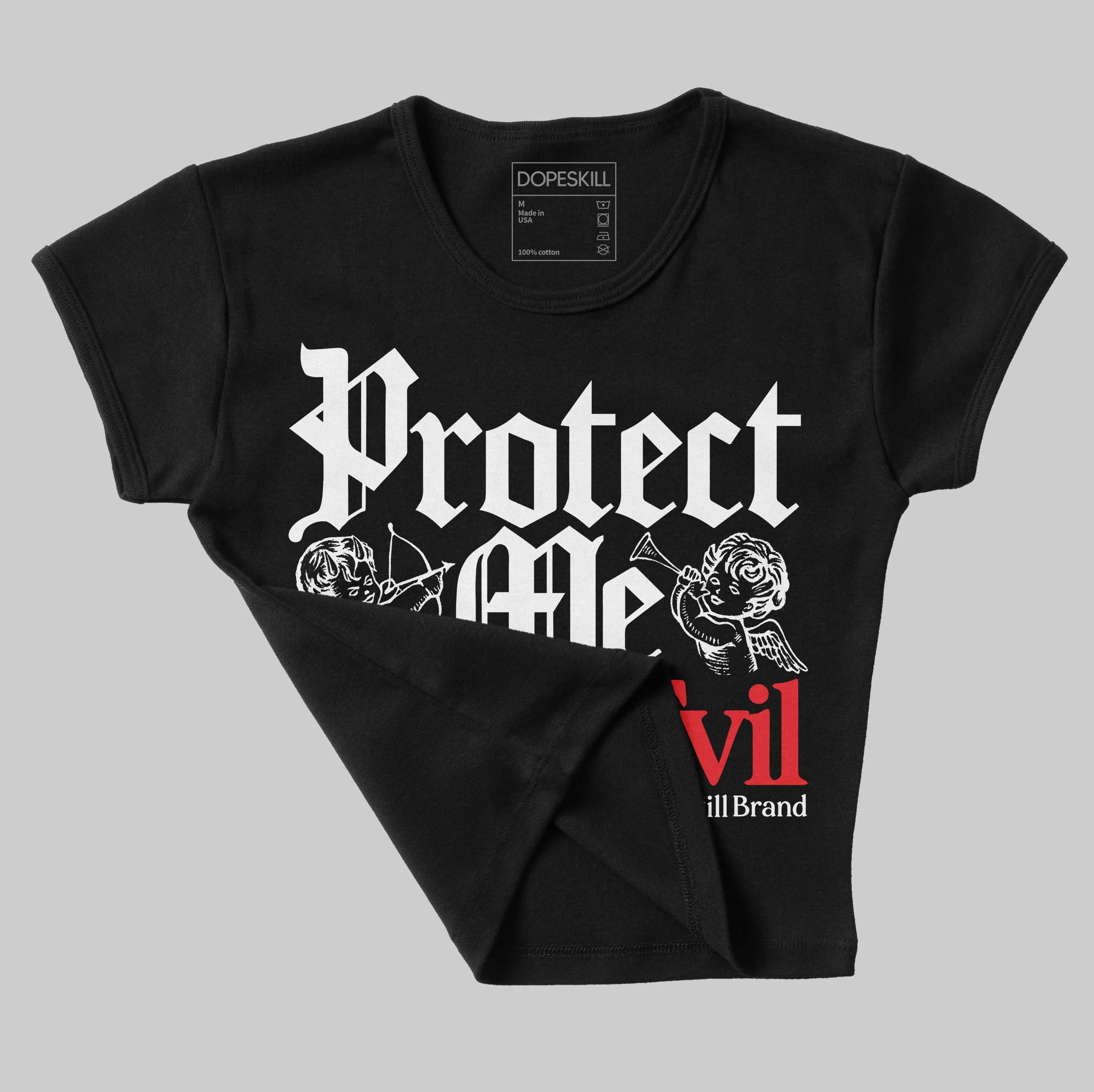 White Thunder 4s DopeSkill Women's Crop Top Protect Me From Evil Graphic sold by DopeSkill product image thumbnail 3