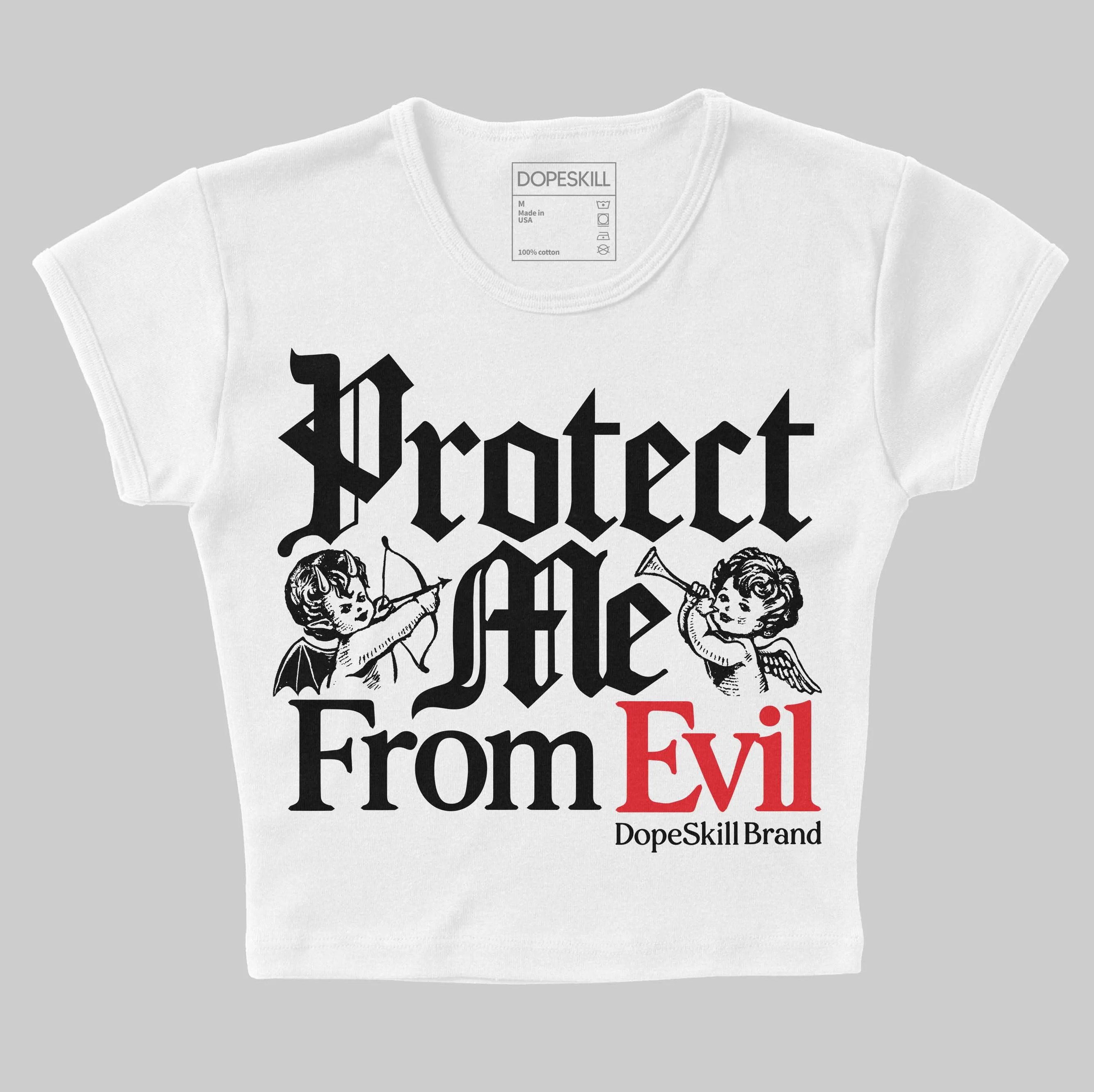 White Thunder 4s DopeSkill Women's Crop Top Protect Me From Evil Graphic sold by DopeSkill product image thumbnail 2