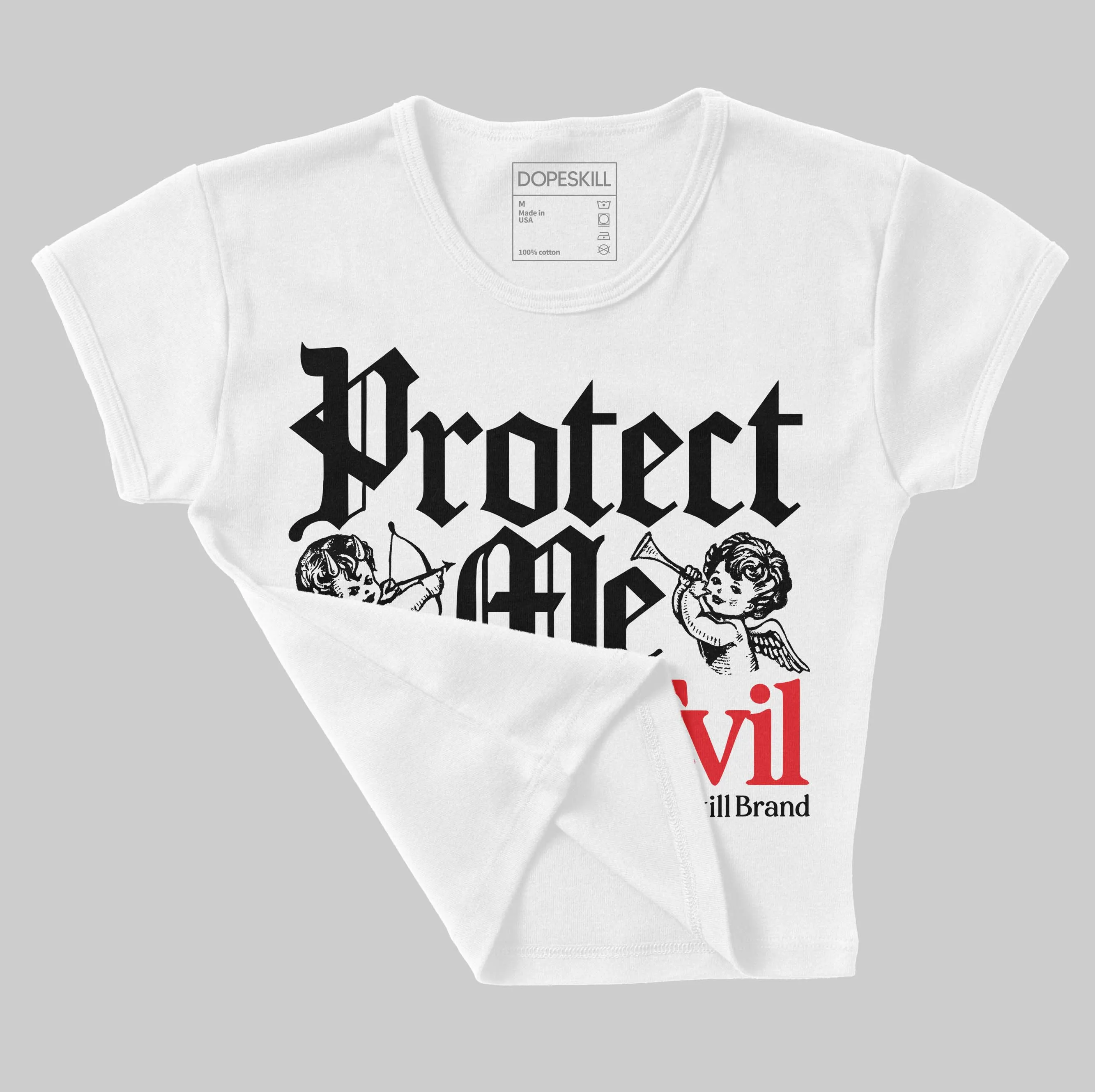 White Thunder 4s DopeSkill Women's Crop Top Protect Me From Evil Graphic sold by DopeSkill product image thumbnail 4