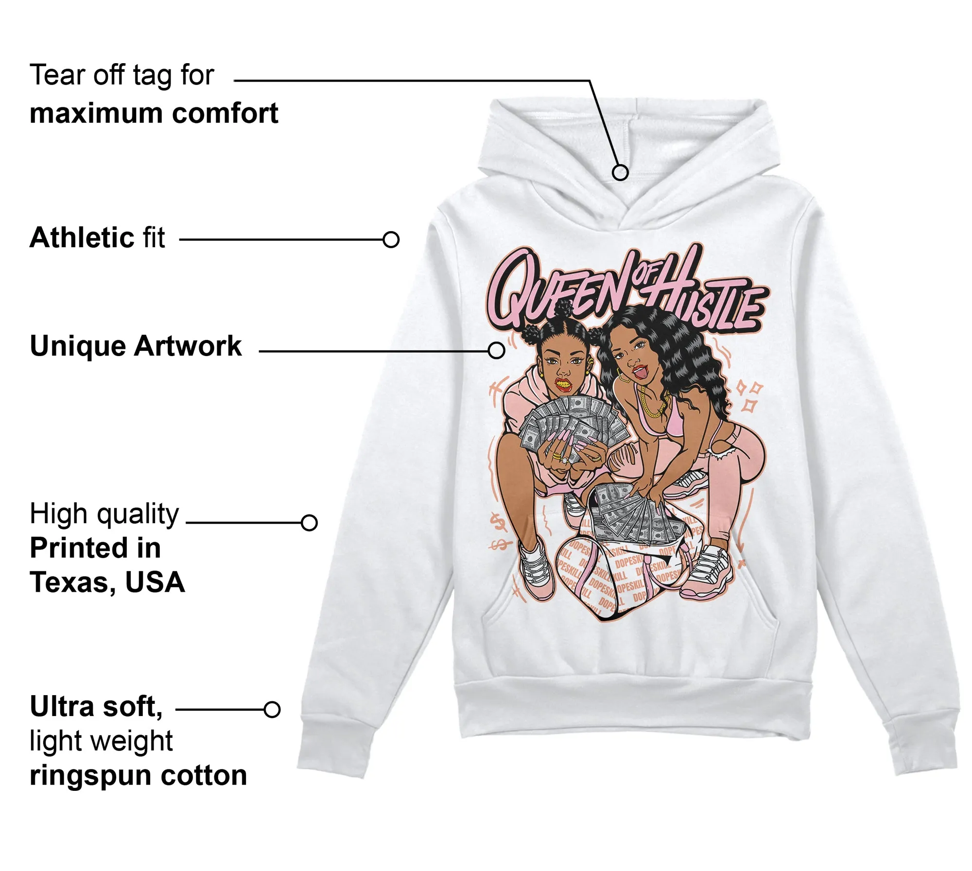 Legend Pink 11s DopeSkill Hoodie Sweatshirt Queen Of Hustle Graphic sold by DopeSkill product image thumbnail 3