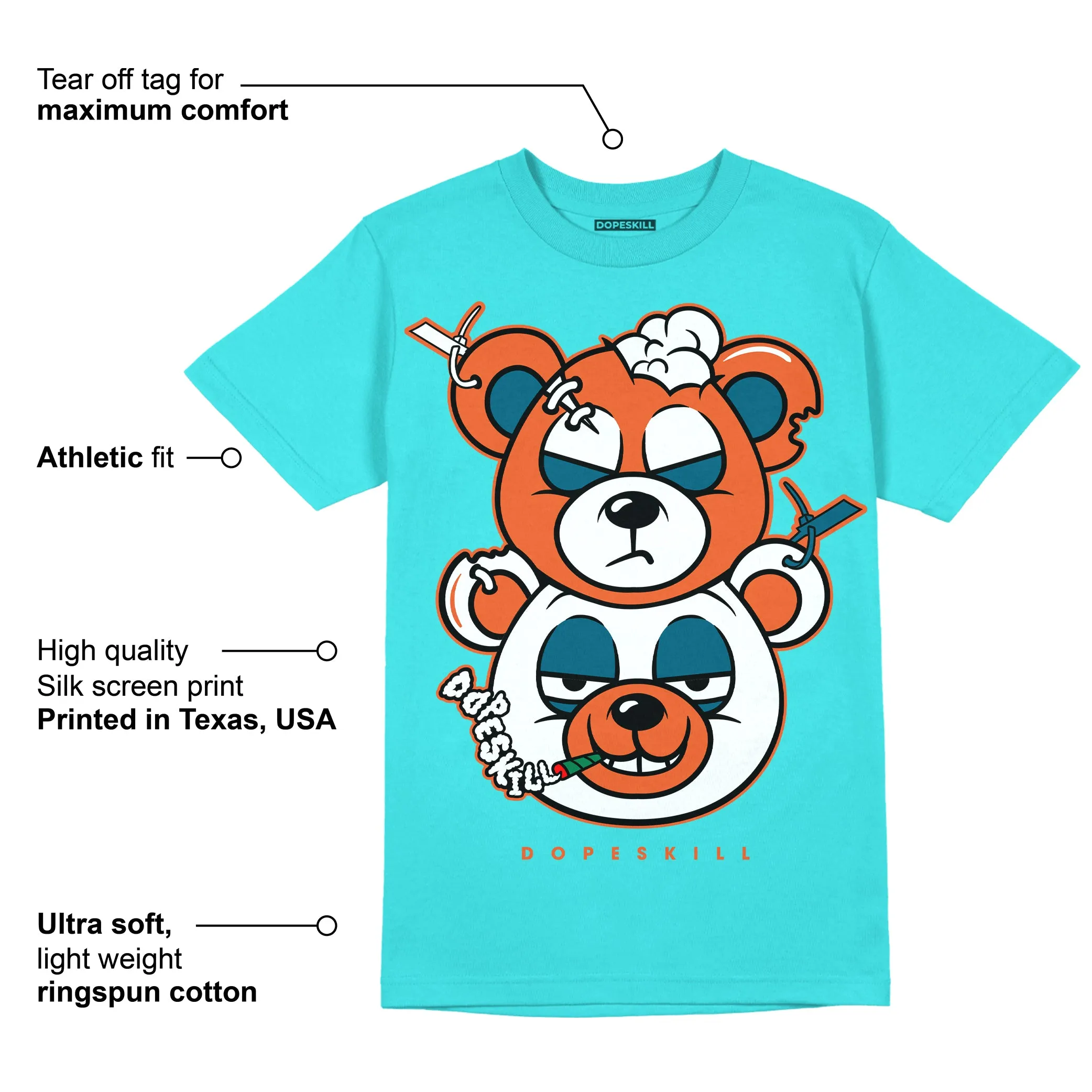 Dunk Dolphins DopeSkill Tahiti Blue T-shirt New Double Bear Graphic sold by DopeSkill product image thumbnail 2
