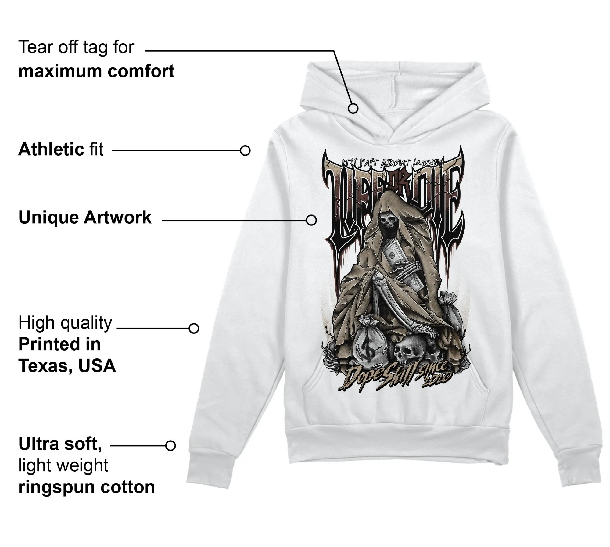 Latte 1s DopeSkill Hoodie Sweatshirt Life or Die Graphic sold by DopeSkill product image thumbnail 3