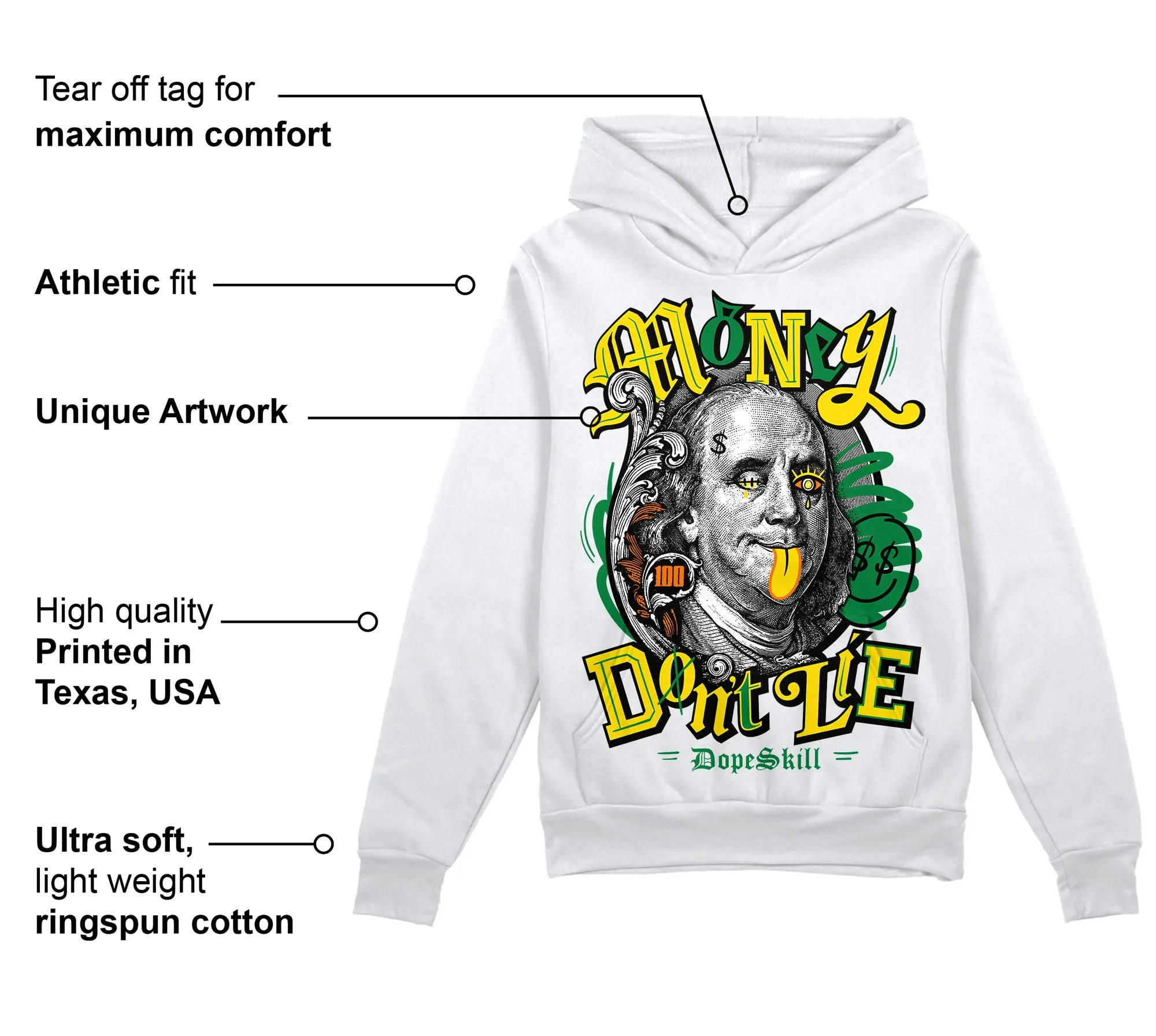 Dunk Reverse Brazil DopeSkill Hoodie Sweatshirt Money Don't Lie Graphic sold by DopeSkill product image thumbnail 3