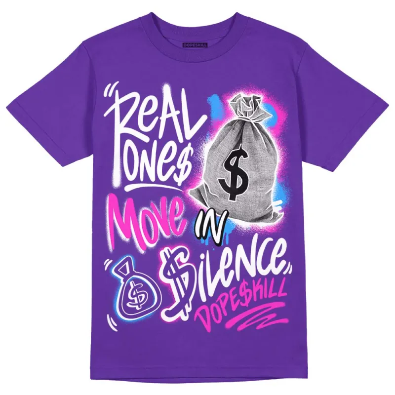 Dunk Purple Championship Court White DopeSkill Purple T-shirt Real Ones Move In Silence Graphic sold by DopeSkill