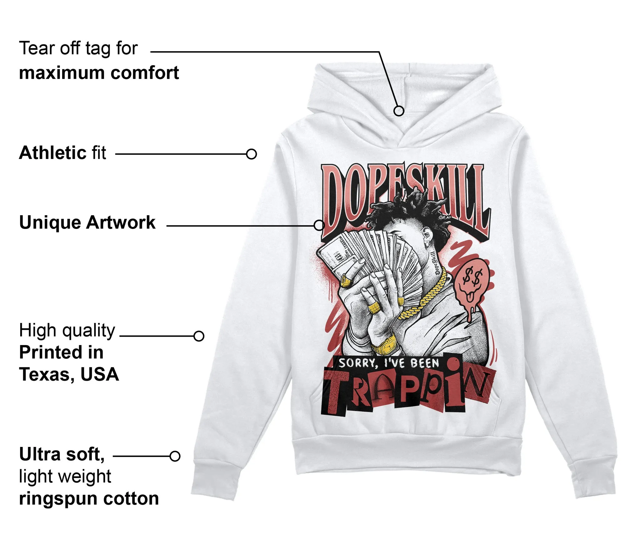 Dune Red 13s DopeSkill Hoodie Sweatshirt Sorry I've Been Trappin Graphic sold by DopeSkill product image thumbnail 3