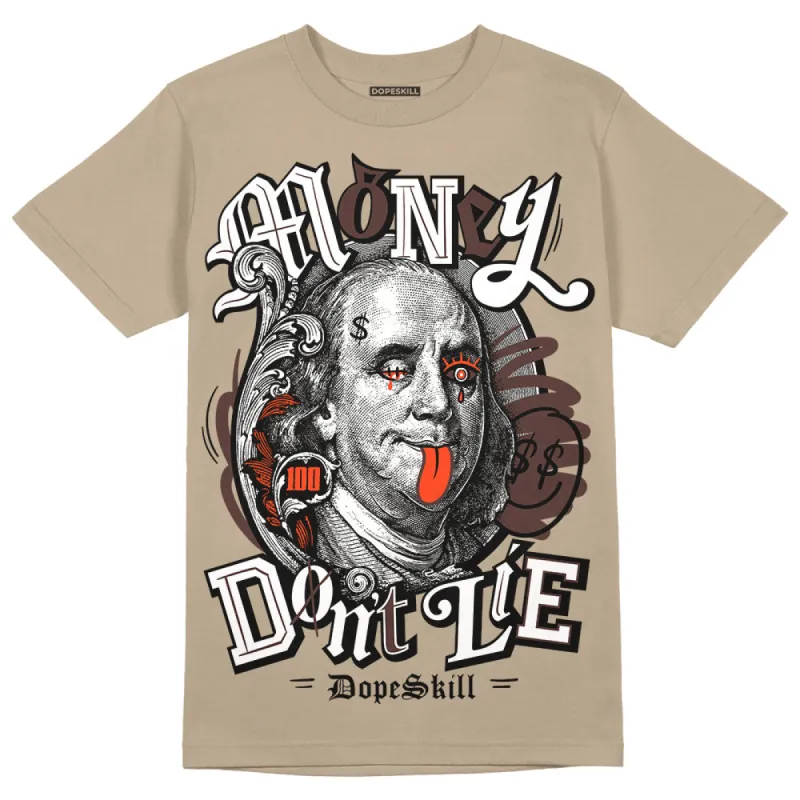 Latte 1s DopeSkill Medium Brown T-shirt Money Don't Lie Graphic sold by DopeSkill