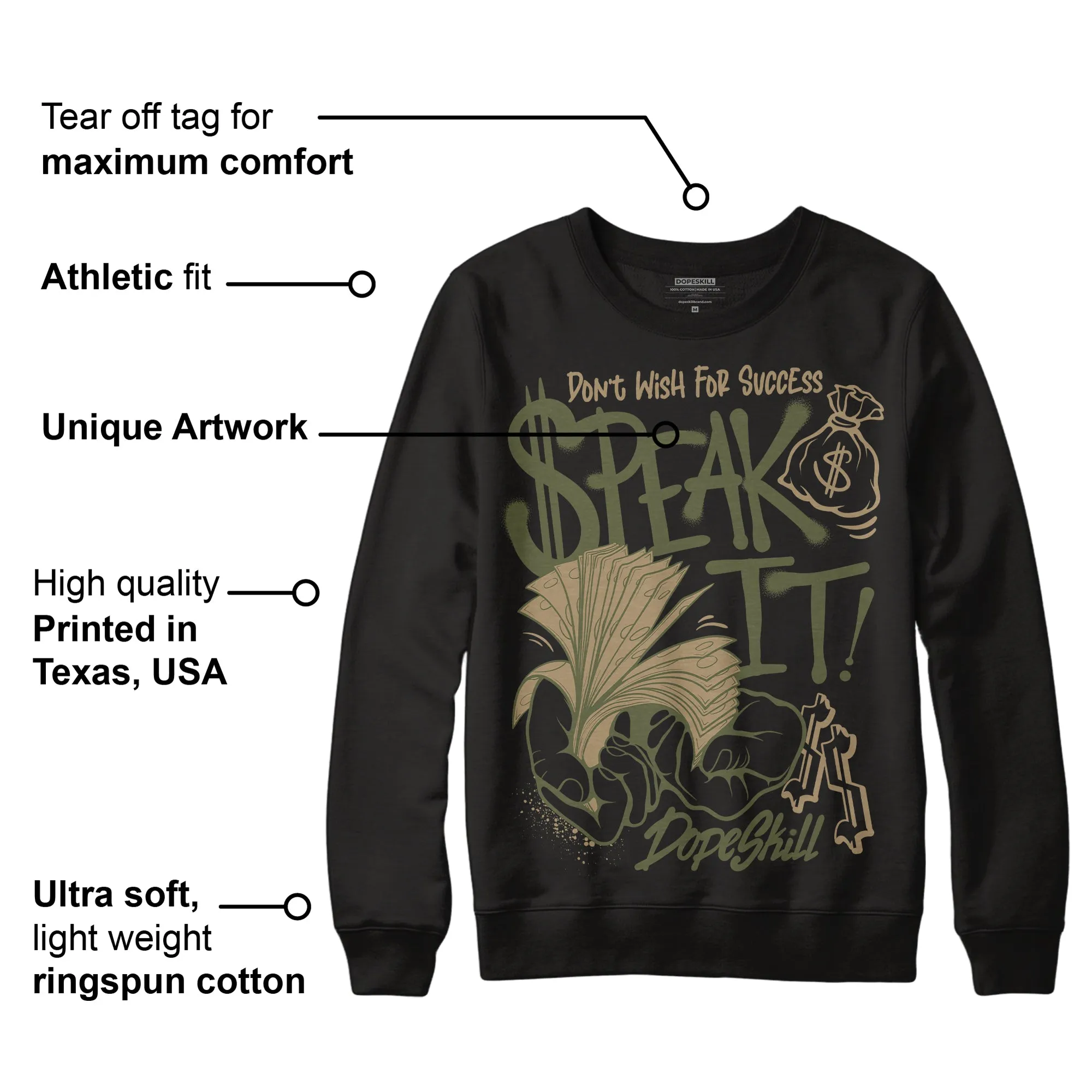 Max 90 Neutral Olive DopeSkill Sweatshirt Speak It Graphic sold by DopeSkill product image thumbnail 3