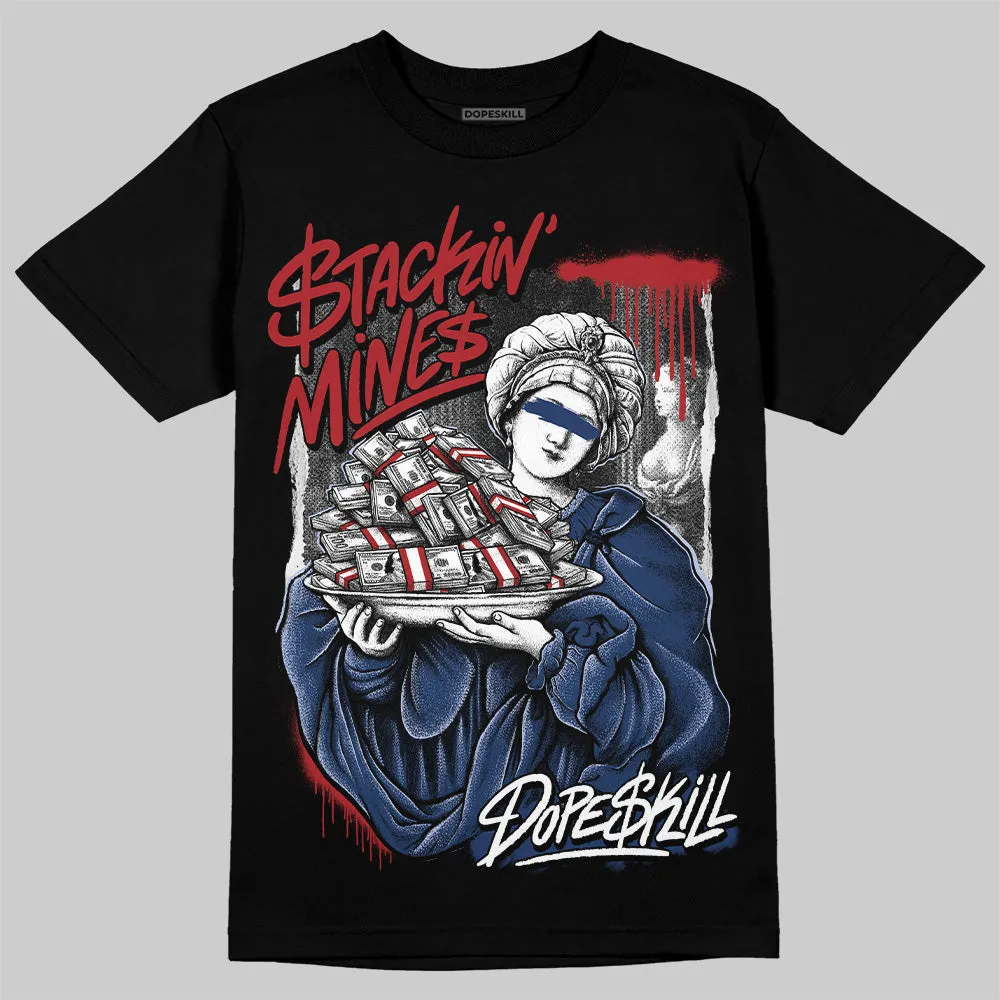 White and Midnight Navy 6s DopeSkill T-Shirt Stackin Mines Graphic sold by DopeSkill product image thumbnail 2
