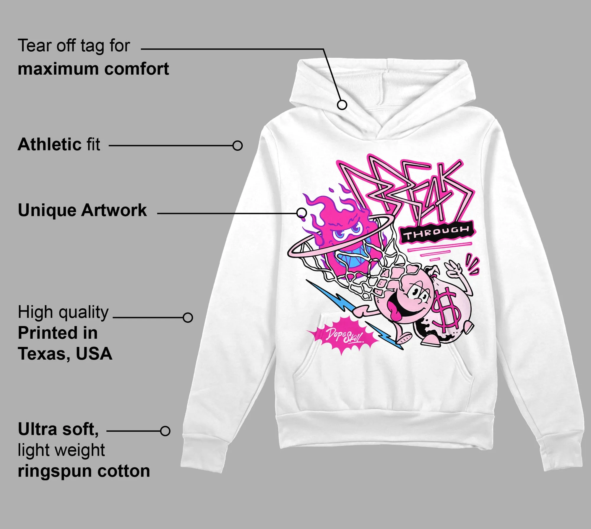 Pink Collection DopeSkill Hoodie Sweatshirt Break Through Graphic sold by DopeSkill product image thumbnail 3