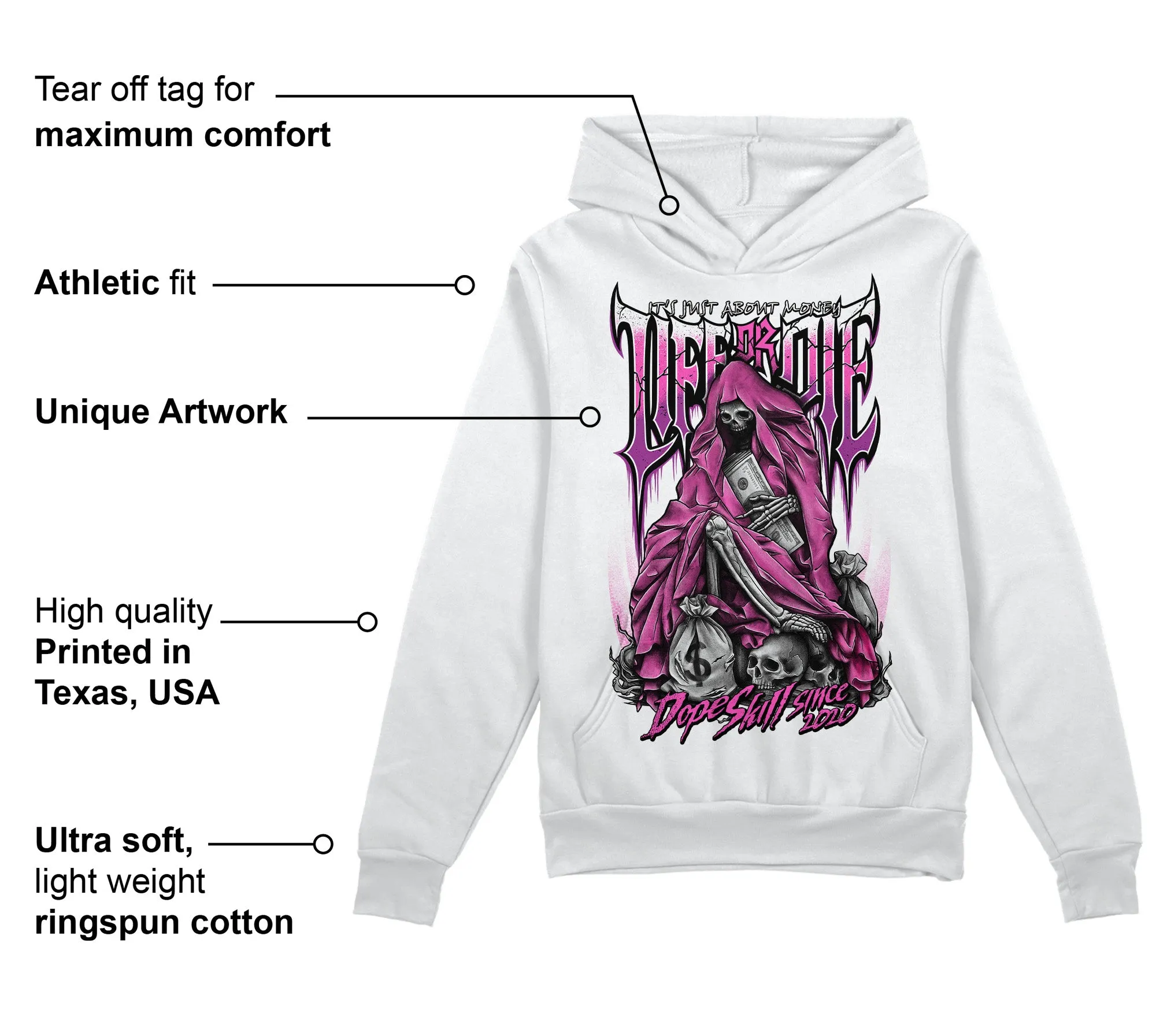 Hyper Violet 4s DopeSkill Hoodie Sweatshirt Life or Die Graphic sold by DopeSkill product image thumbnail 3