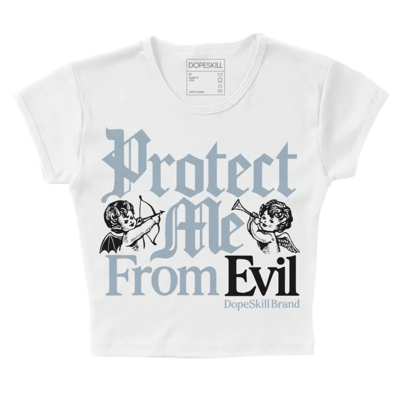 Blue Grey 13s DopeSkill Women's Crop Top Protect Me From Evil Graphic sold by DopeSkill