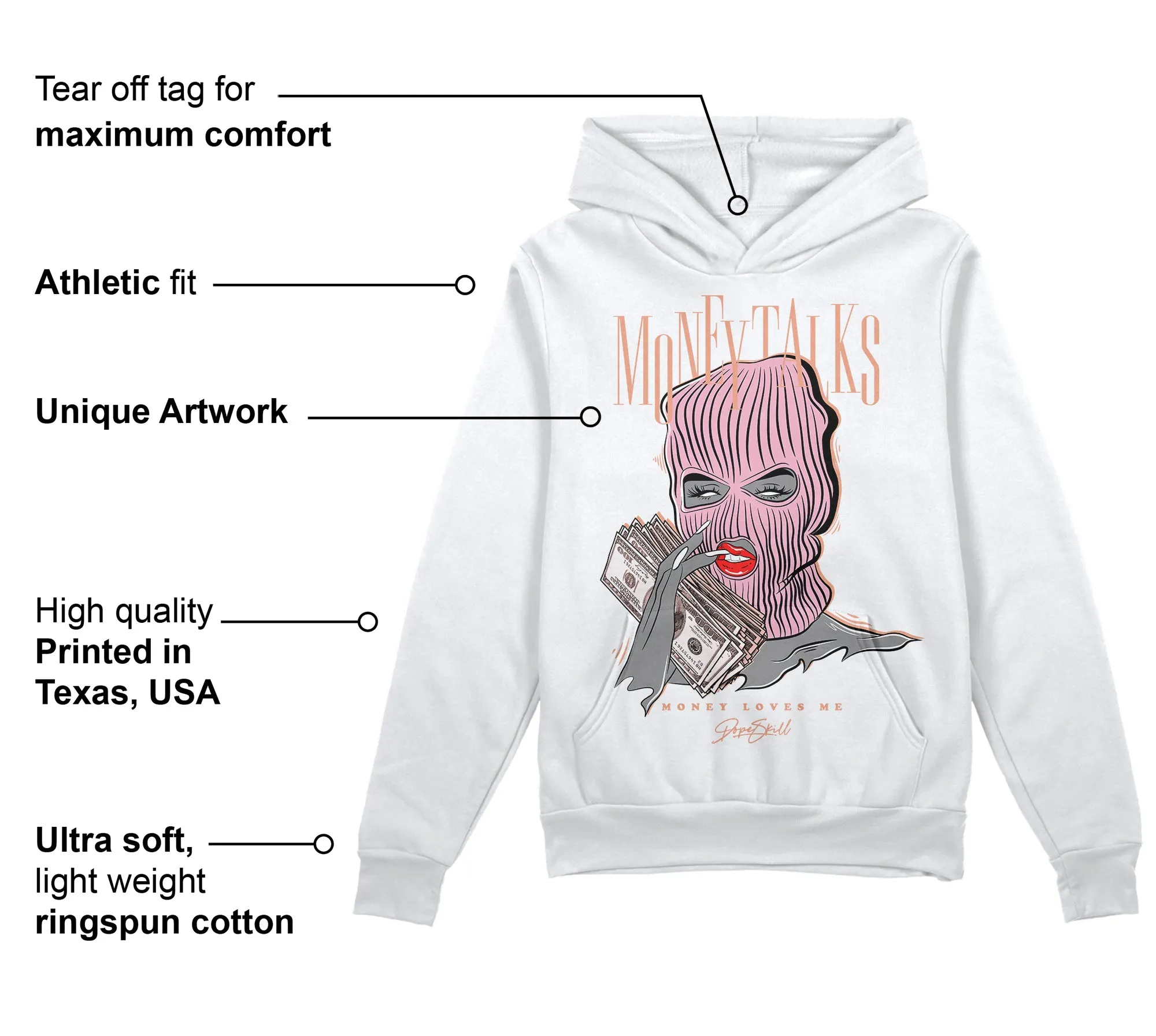 Legend Pink 11s DopeSkill Hoodie Sweatshirt Money Talks Graphic sold by DopeSkill product image thumbnail 3