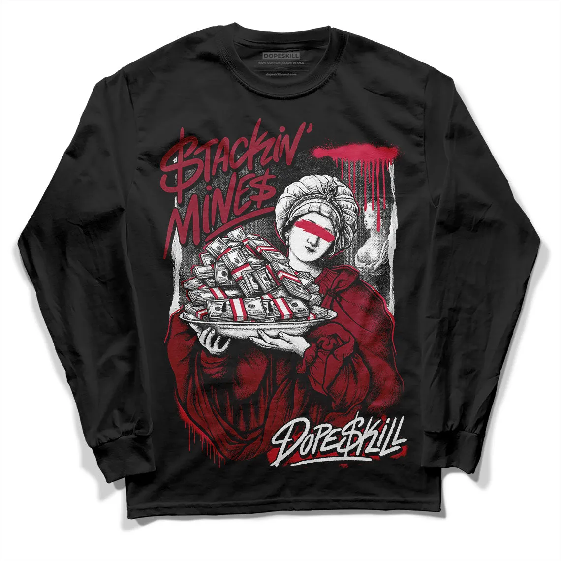 85 Metallic Burgundy 1s DopeSkill Long Sleeve T-Shirt Stackin Mines Graphic sold by DopeSkill product image thumbnail 2