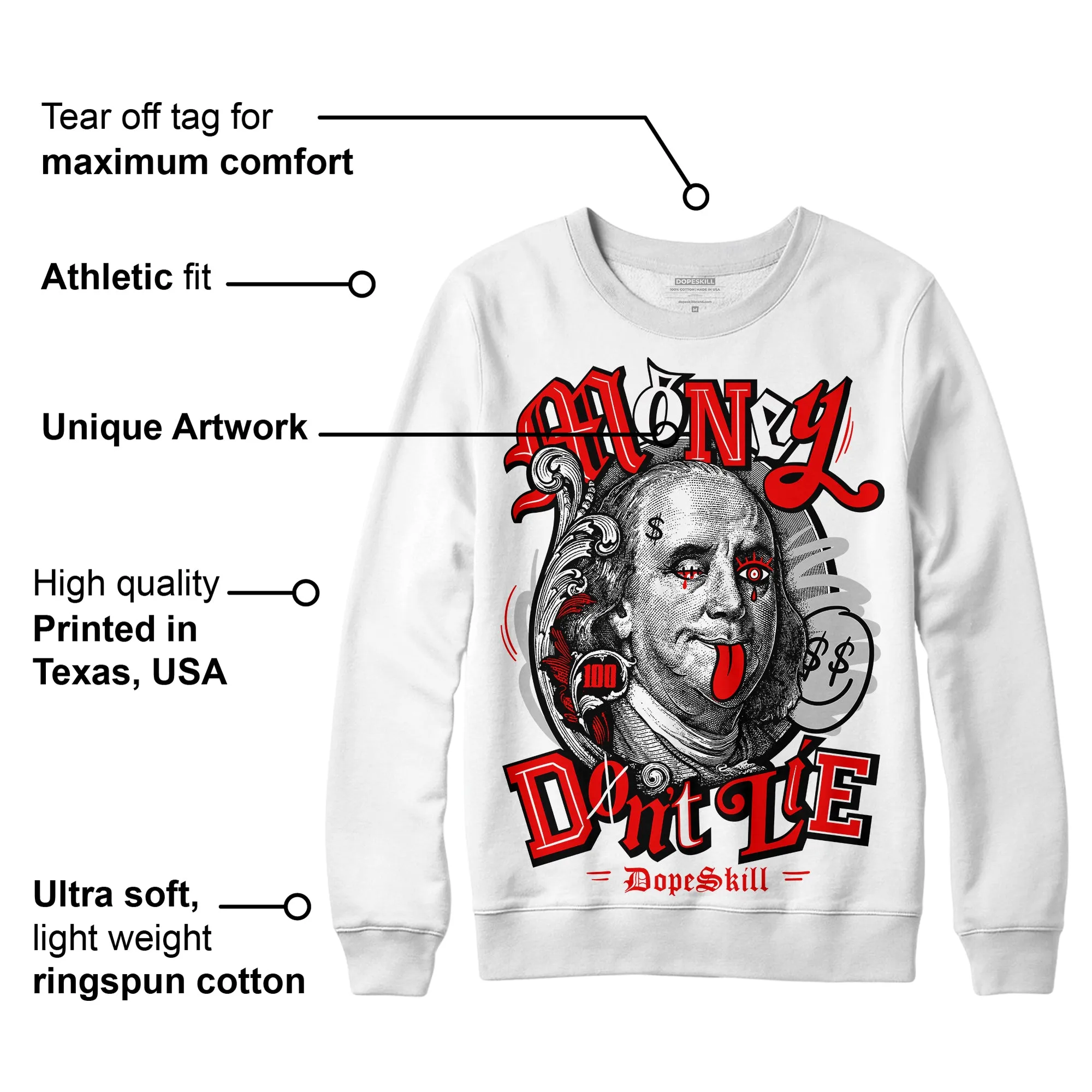 Cherry 12s DopeSkill Sweatshirt Money Don't Lie Graphic sold by DopeSkill product image thumbnail 3