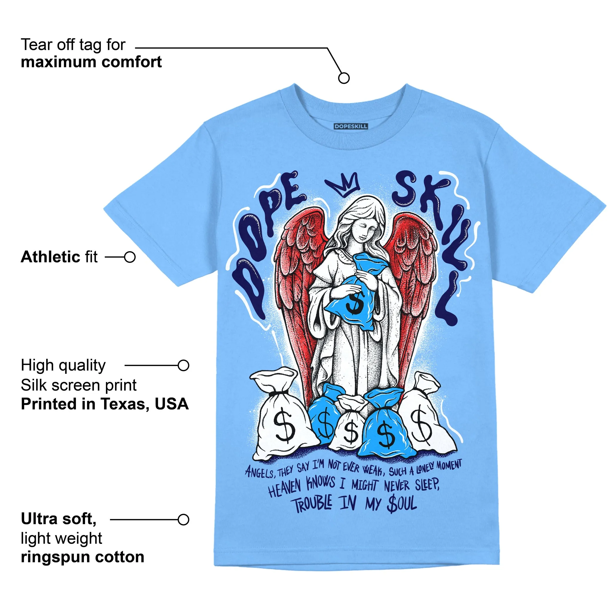 Dunk White Polar Blue DopeSkill University Blue T-shirt Angels Graphic sold by DopeSkill product image thumbnail 2