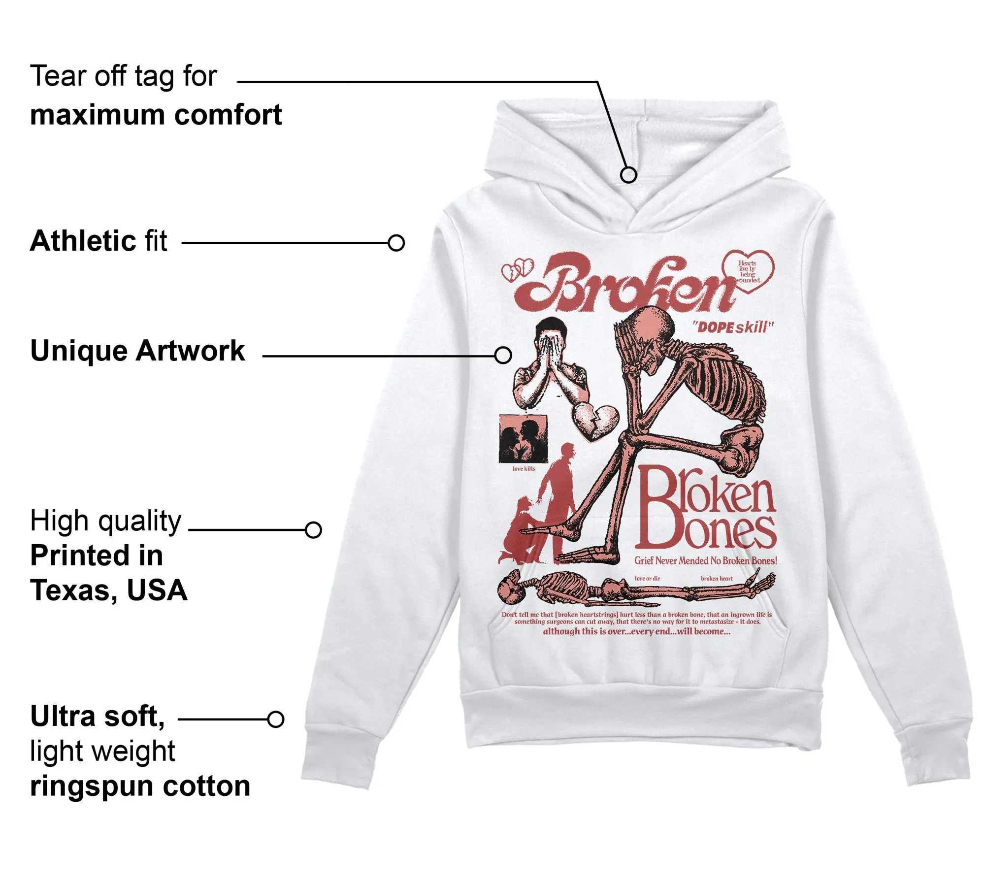 Dune Red 13s DopeSkill Hoodie Sweatshirt Broken Bones Graphic sold by DopeSkill product image thumbnail 3