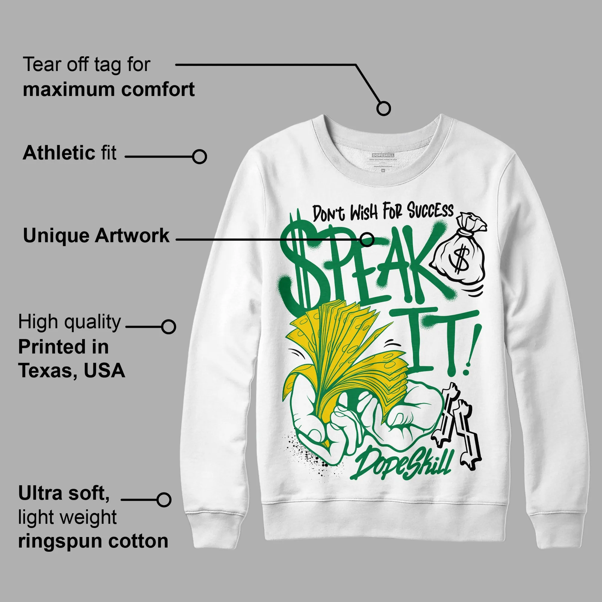Lucky Green 5s DopeSkill Sweatshirt Speak It Graphic sold by DopeSkill product image thumbnail 3
