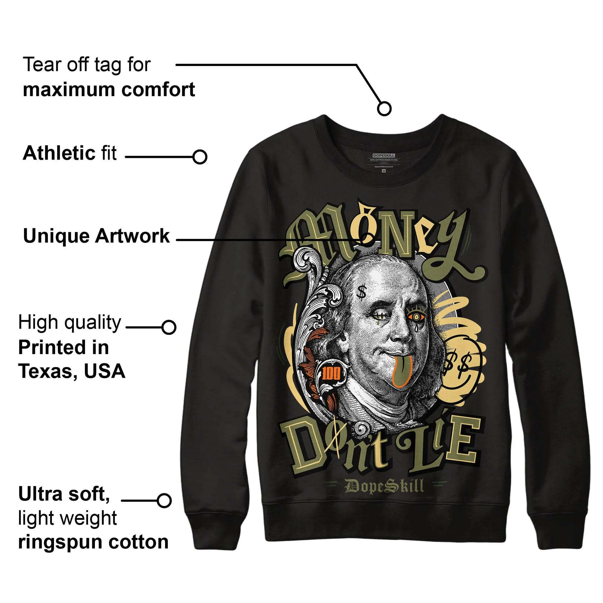 Craft Olive 4s DopeSkill Sweatshirt Money Don't Lie Graphic sold by DopeSkill product image thumbnail 3