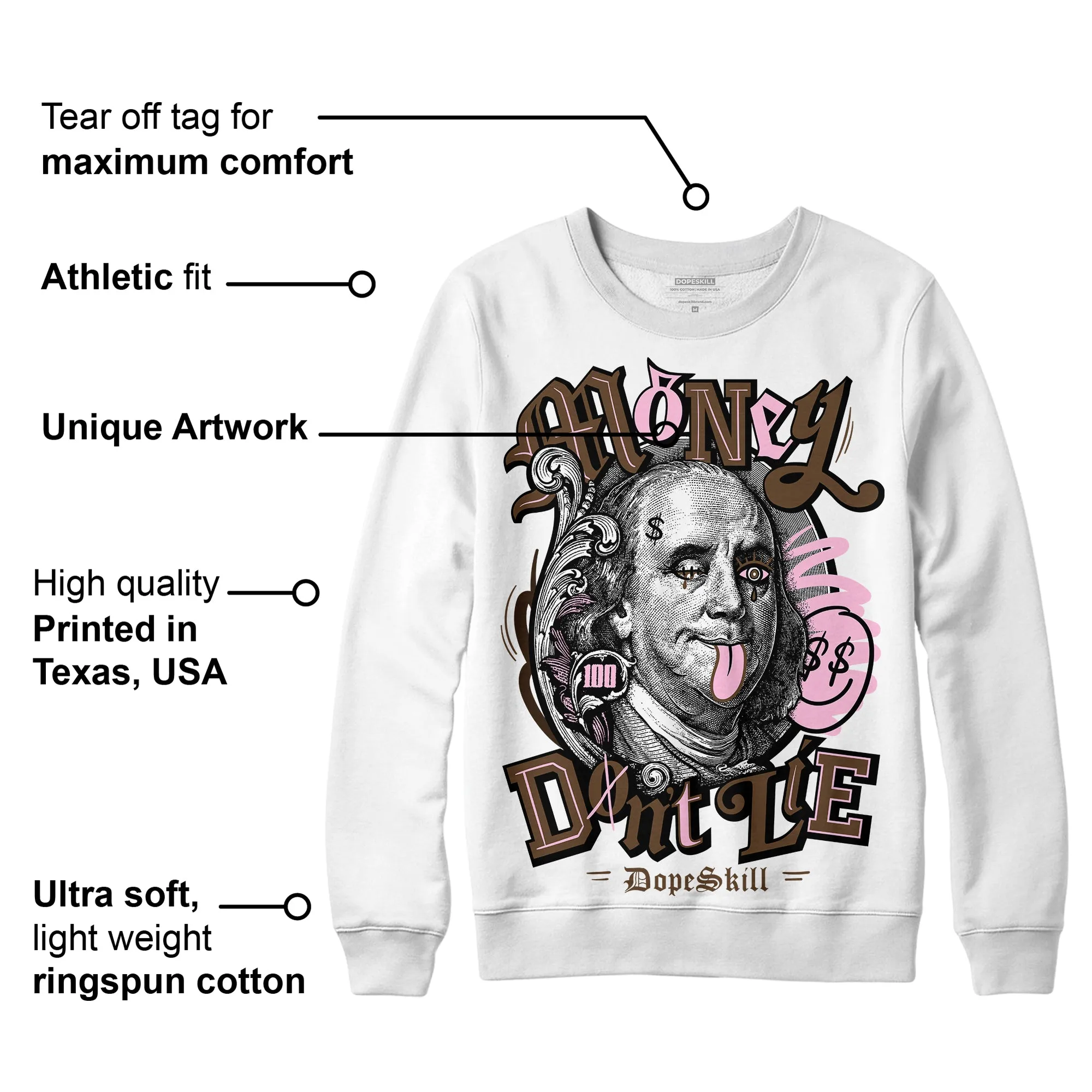 Neapolitan 11s DopeSkill Sweatshirt Money Don't Lie Graphic sold by DopeSkill product image thumbnail 2