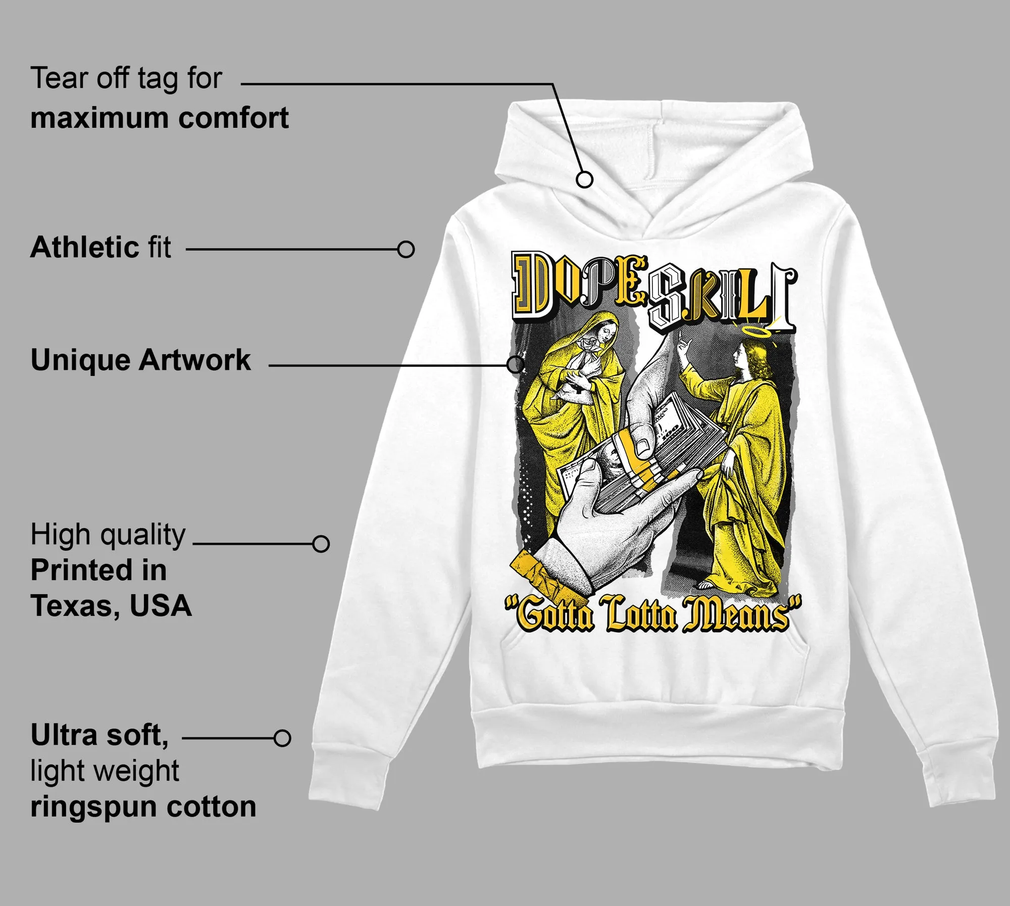 Vivid Sulfur 4s DopeSkill Hoodie Sweatshirt Gotta Lotta Means Graphic sold by DopeSkill product image thumbnail 3