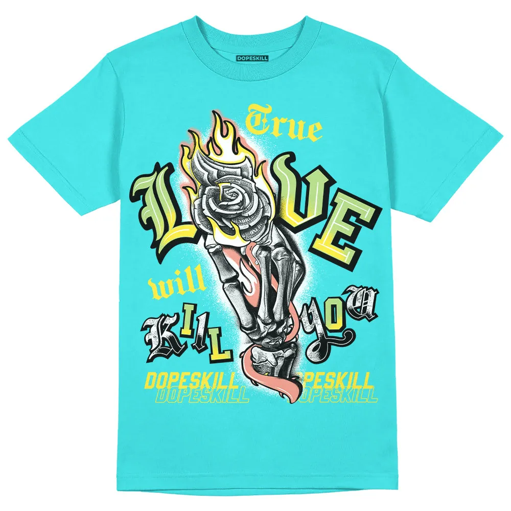 Cyan Burst 9060 DopeSkill Virtual Blue T-Shirt True Love Will Kill You Graphic sold by DopeSkill