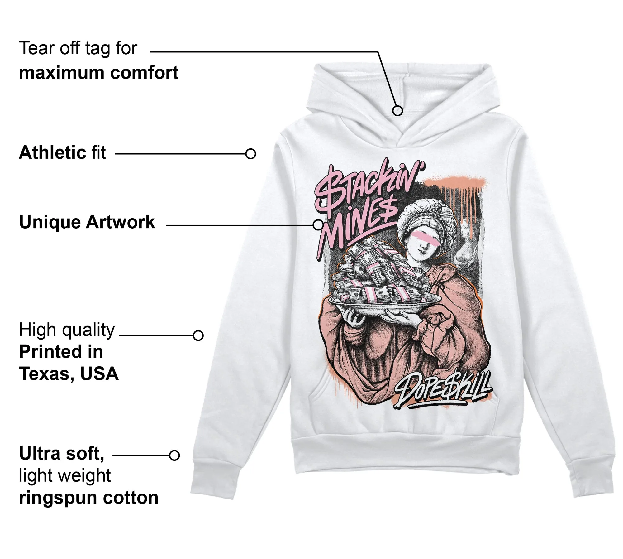 Legend Pink 11s DopeSkill Hoodie Sweatshirt Stackin Mines Graphic sold by DopeSkill product image thumbnail 3